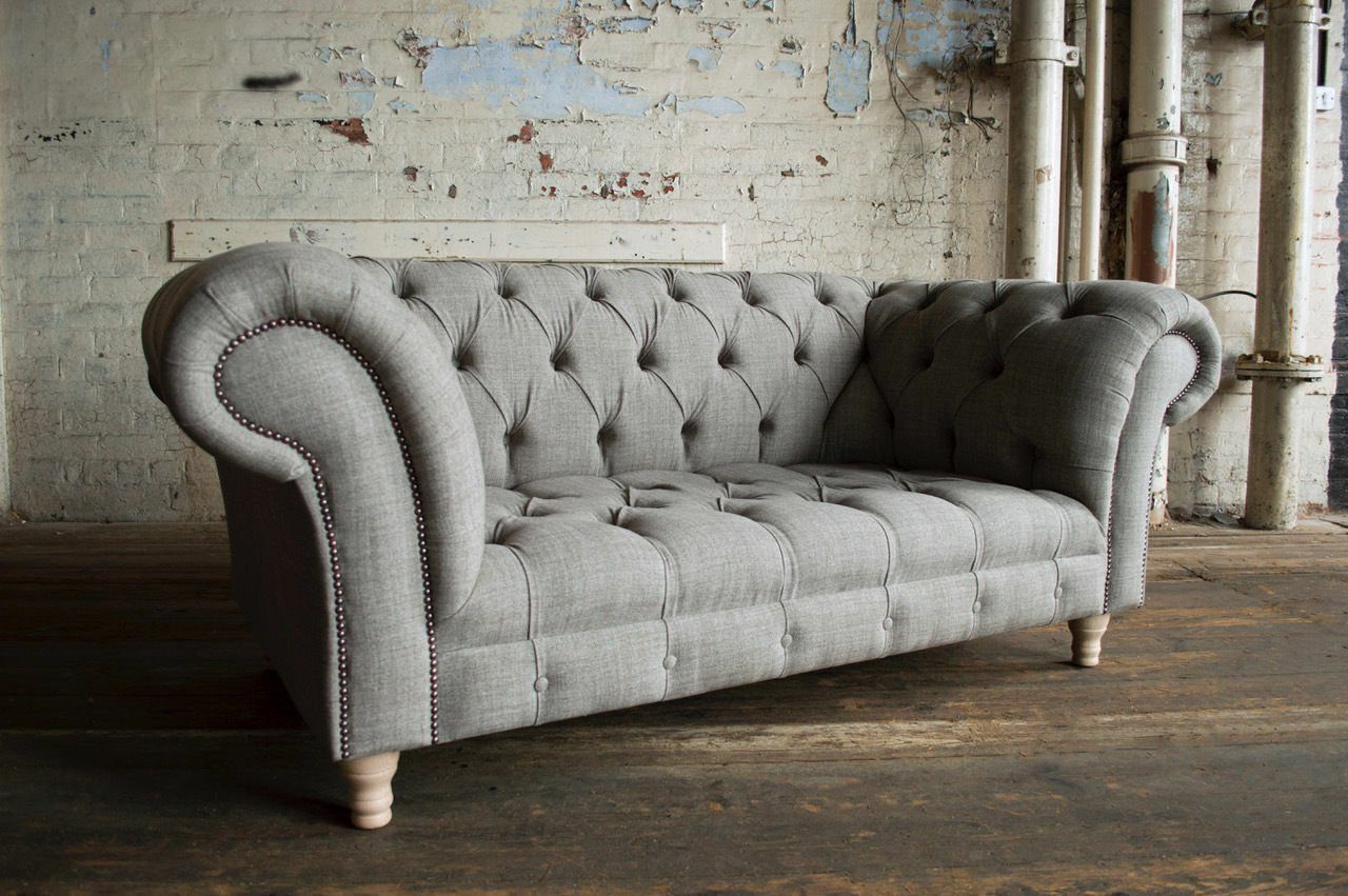 JVmoebel Chesterfield Couch Garnitur Sofa Sitz Design Polster Polster Luxus Luxus 2-Sitzer Couch #083, Garnitur Design Textil Sofa Sitz Chesterfield