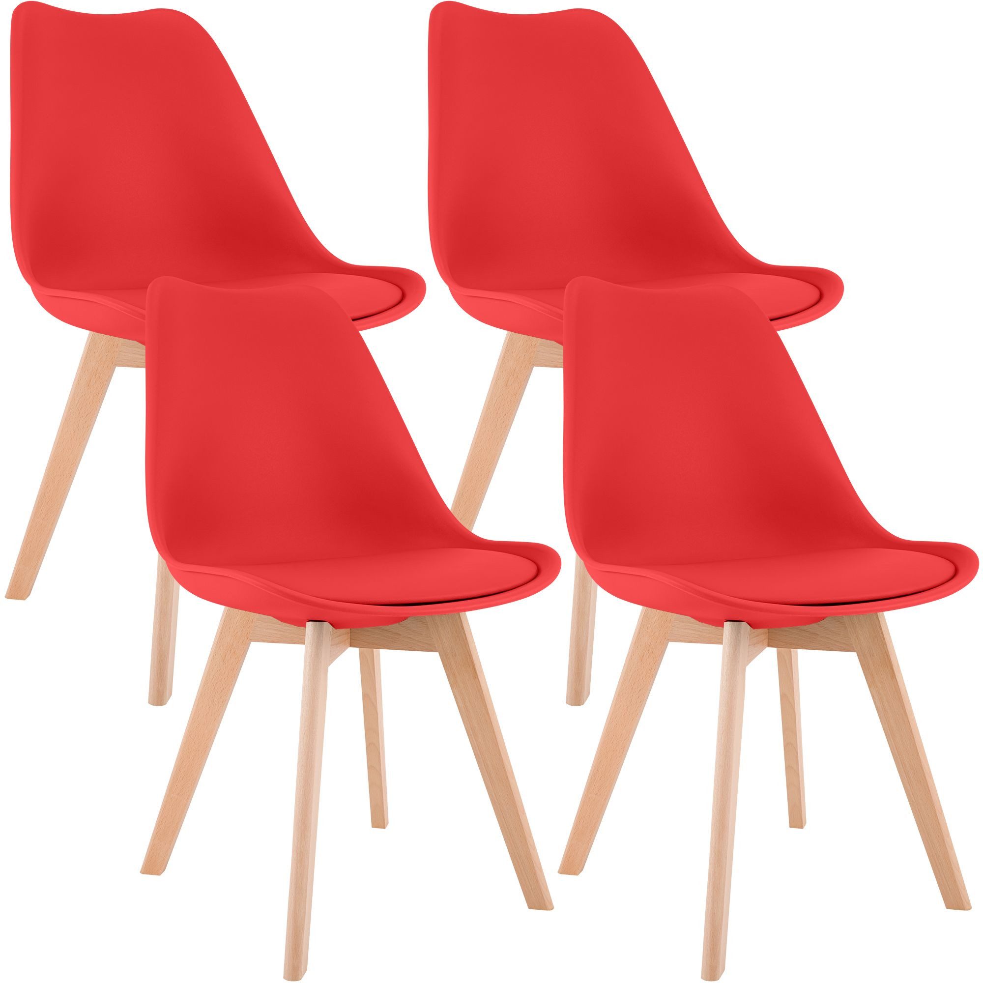 CLP Küchenstuhl Linares (4er Set), mit Rückenlehnen, Buchenholzgestelle