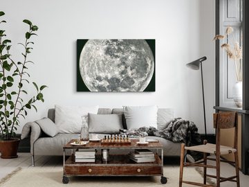 Sinus Art Leinwandbild 120x80cm Wandbild auf Leinwand Mond Vollmond Schwarz Weiß Trabant Grau, (1 St)