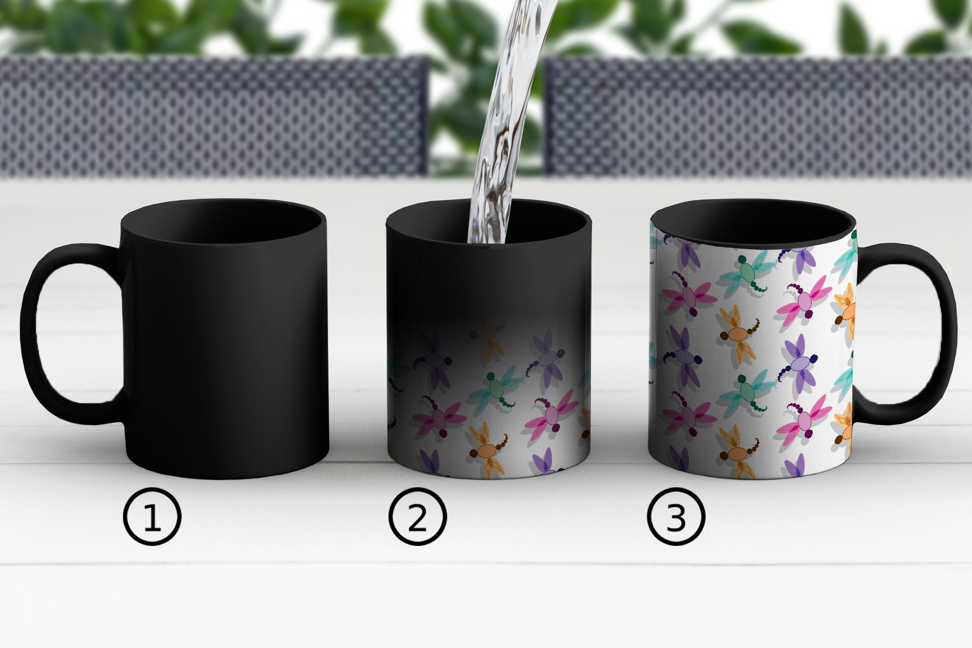 MuchoWow Tasse Zauber Tasse Zaubertasse Magic Insekten - Muster - Kinder 350 ml, 1-tlg., Tasse, Tasse Geschenk Becher Kaffeetasse