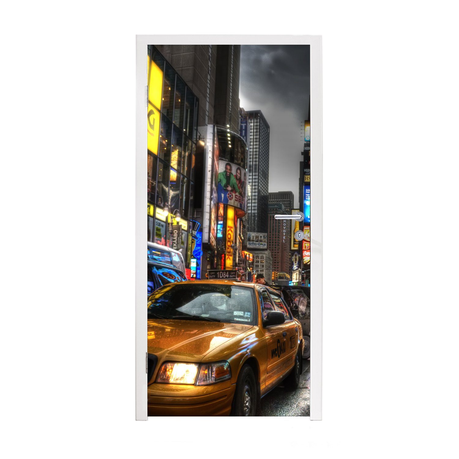 MuchoWow Türtapete Amerika - New York - Sturm, Matt, bedruckt, (1 St), Fototapete für Tür, Türaufkleber, 75x205 cm