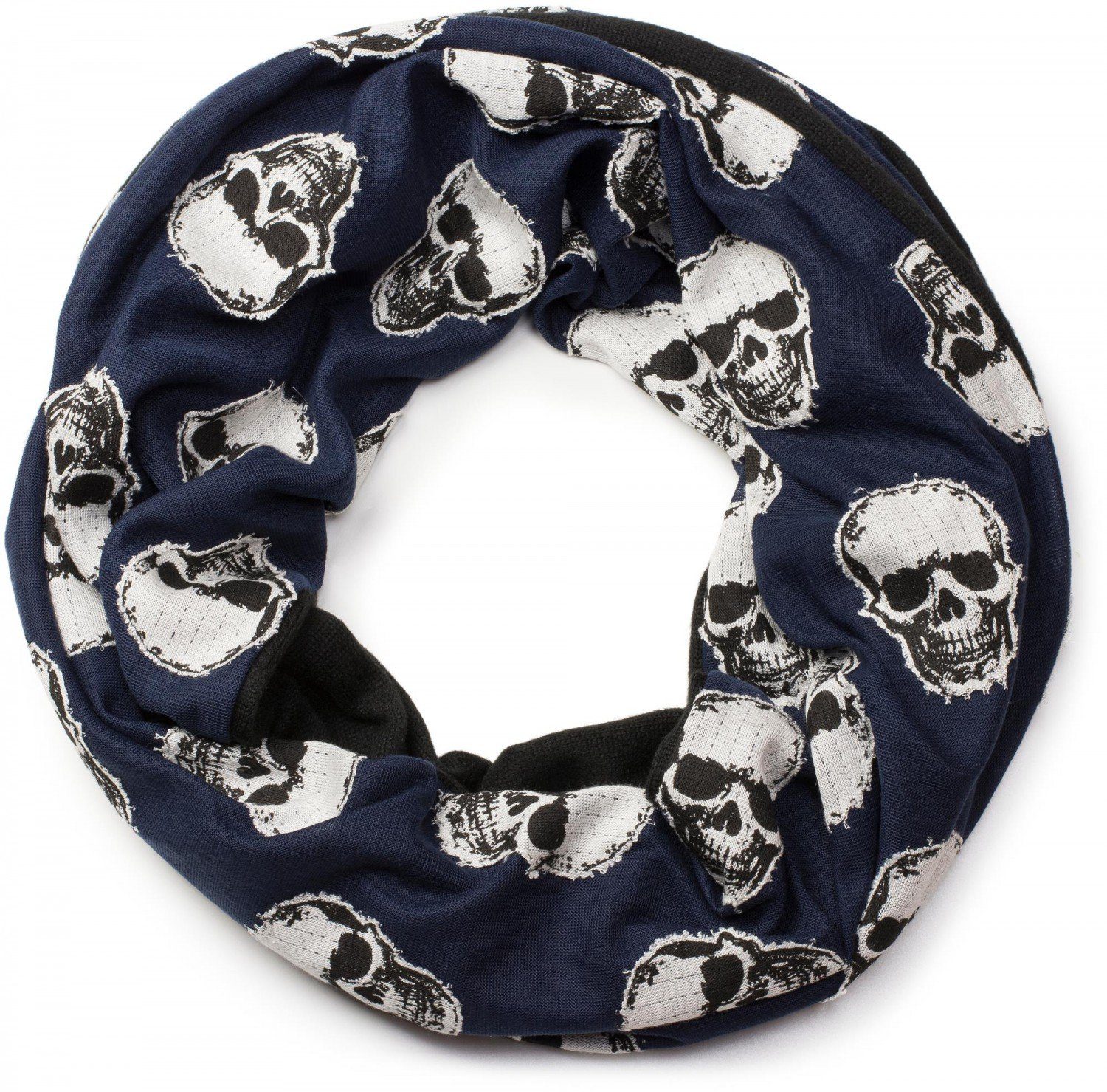 styleBREAKER Loop, (1-St), Loop mit Totenkopf Applikation Dunkelblau