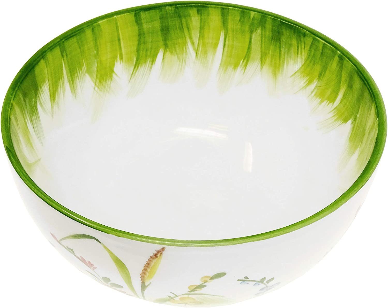 Lashuma Servierschale Blumenwiese, Keramik, (1-tlg), Runde Salatschüssel aus Italien 22 cm Ø