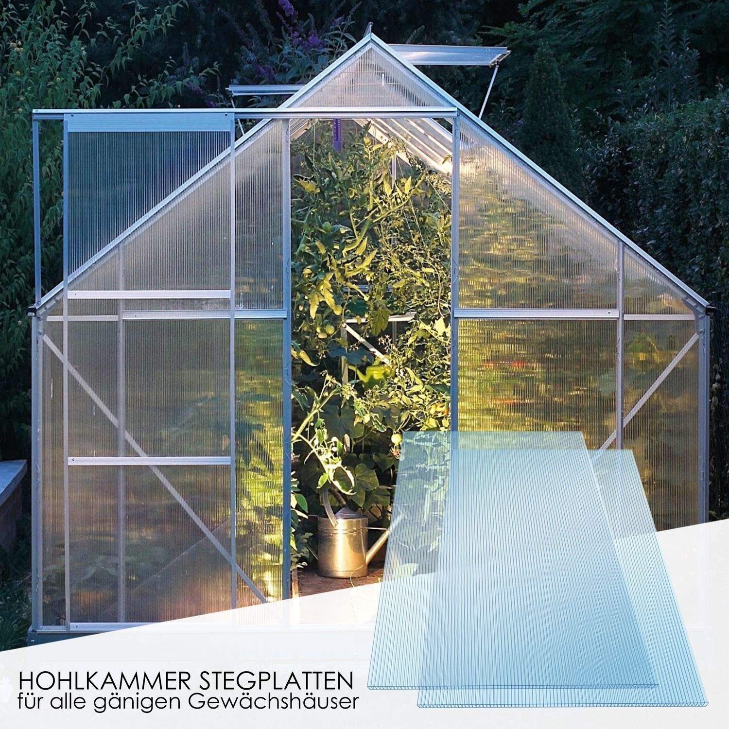 Kaiser plastic Gewächshaus Gewächshausplatten Sets, 4 bis 10 mm Stärke, PC Doppelstegplatte, Made in Germany - Hagelfest und Bruchsicher - UV-Schutz