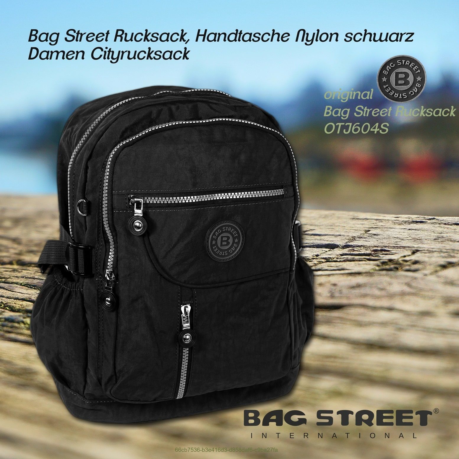 BAG STREET Freizeitrucksack Bag Street Damen Herren Sporttasche, Damen, Jugend Freizeitrucksack, Cityrucksack Nylon, schwarz ca. 38cm