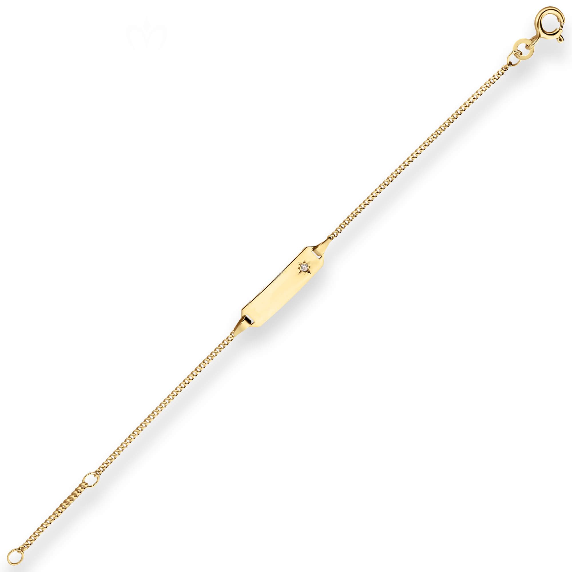 Schmuck Krone Goldarmband 1,4mm Id-Armband Panzerkette Stern aus 333 Gelbgold 14cm, Gold 333