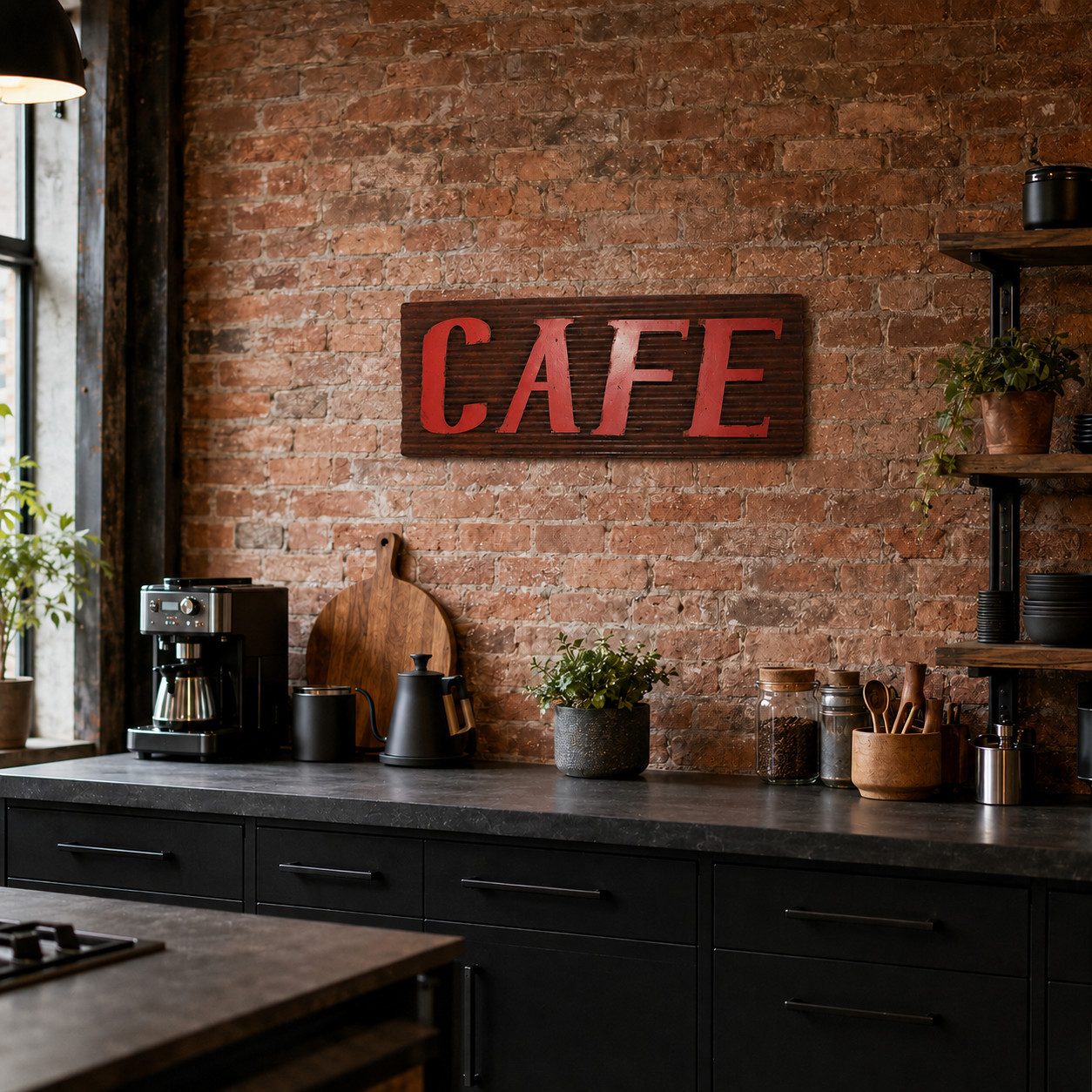 AnticLine Metallschild Metallschild „CAFE“ im Vintage-Design – Wanddekoration aus Eisen 76cm