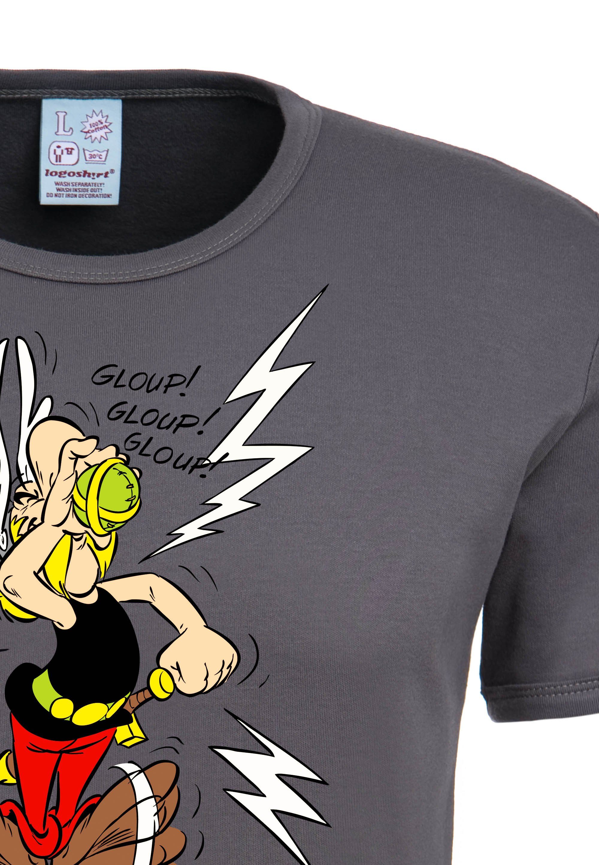 und Asterix- Gaulois grau mit Asterix T-Shirt Le LOGOSHIRT Zaubertrank-Print