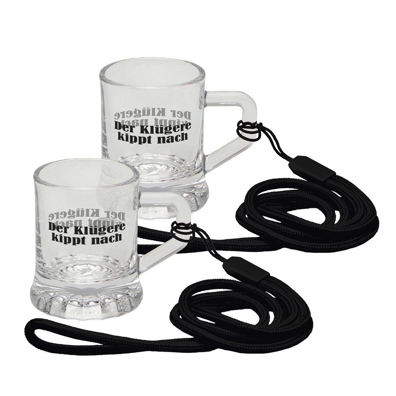 Geda Labels GmbH Schnapsglas Der Klügere kippt nach, 2-tlg., Glas, Klar, 25ml, 2er Set