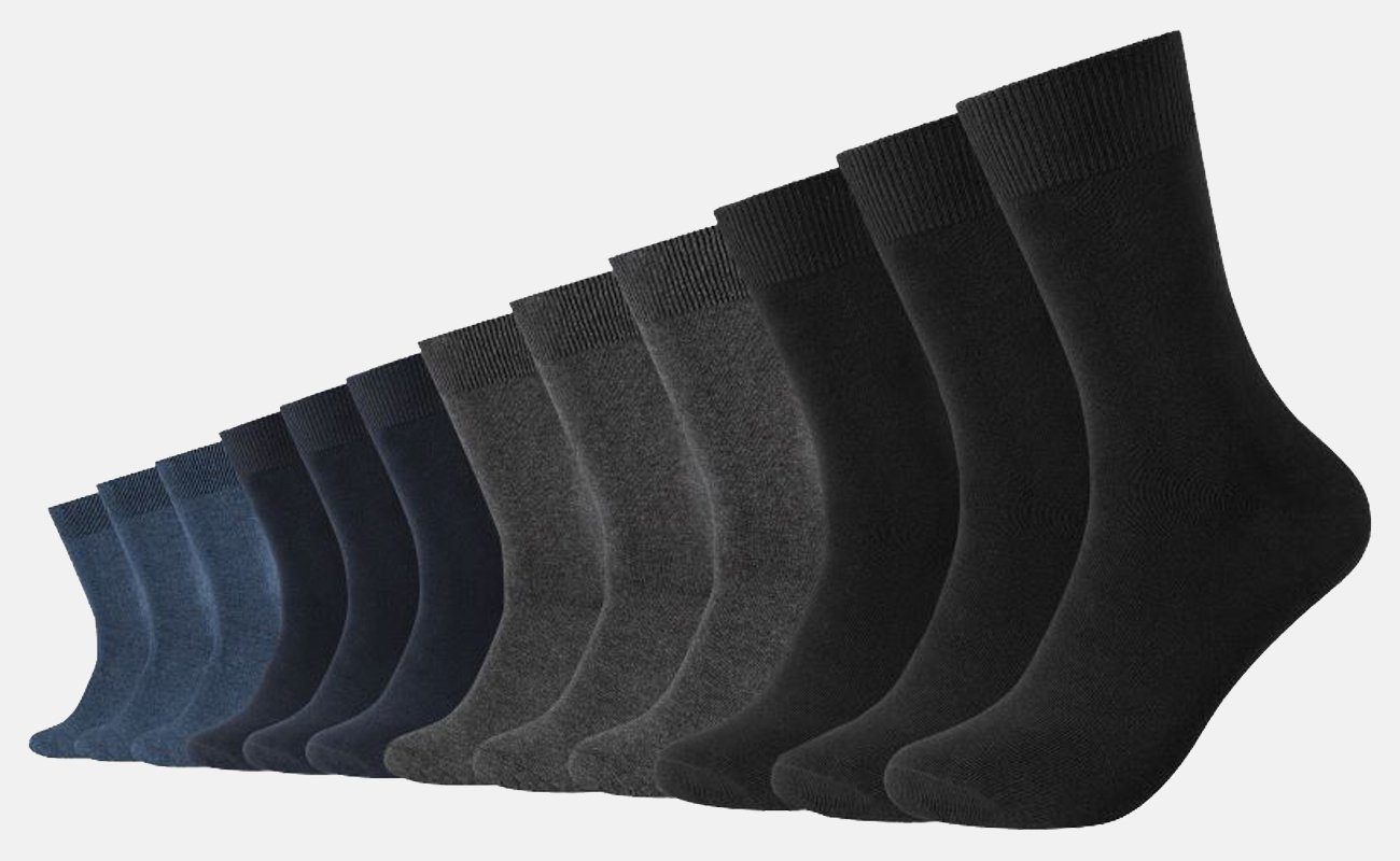 Camano Langsocken Unisex Socken Comfort Baumwollmischung Crew Cotton (12-Paar) aus pflegeleichter Anthracite Mix Regularsocken (9803)