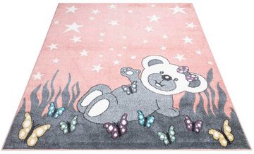Kinderteppich ANIME916, Carpet City, rechteckig, Höhe: 11 mm, Kinderzimmer Teppich Modern mit Mond, Blumen, Wolken, Creme, Multi