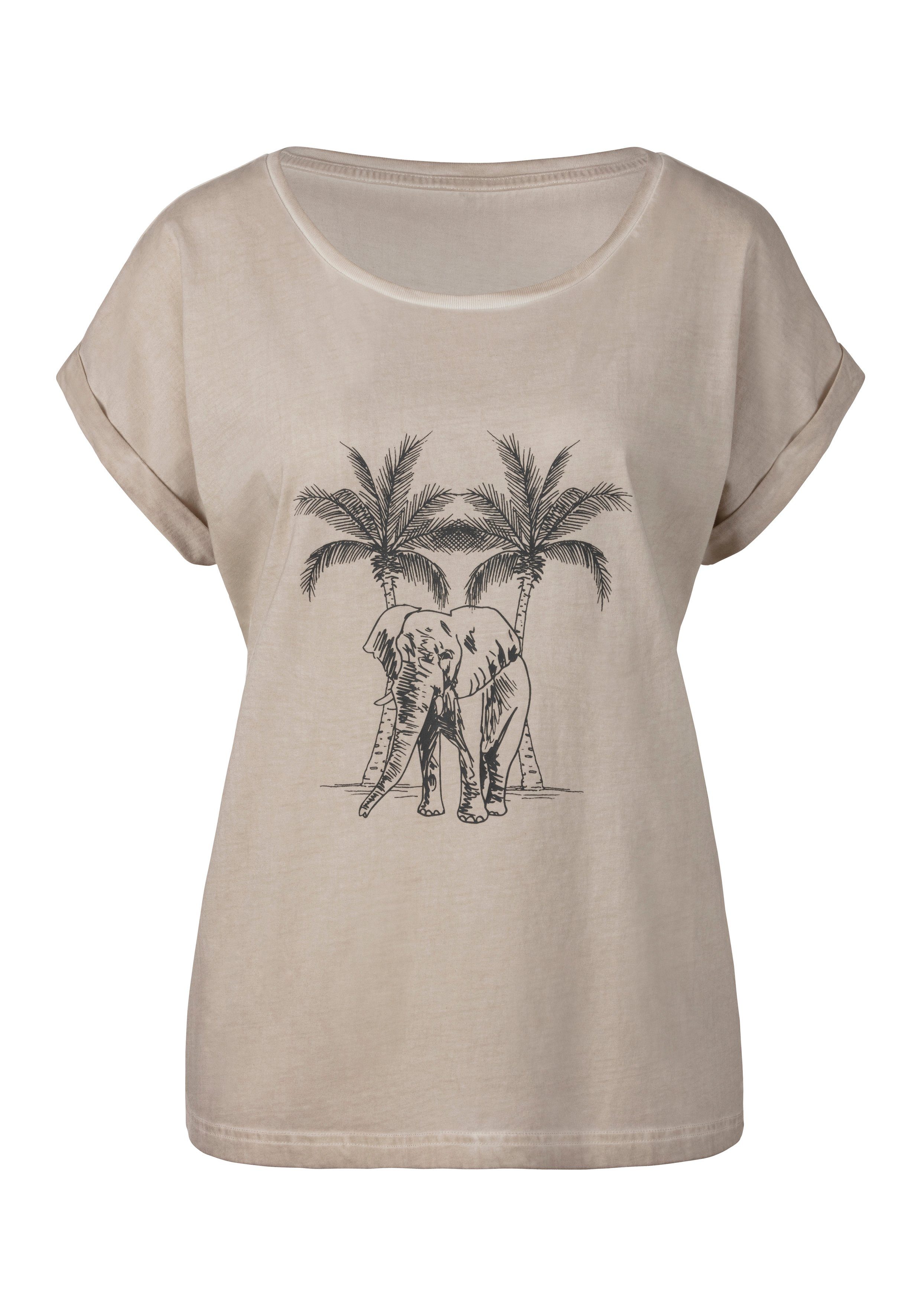 beige Vivance T-Shirt Waschung mit modischer