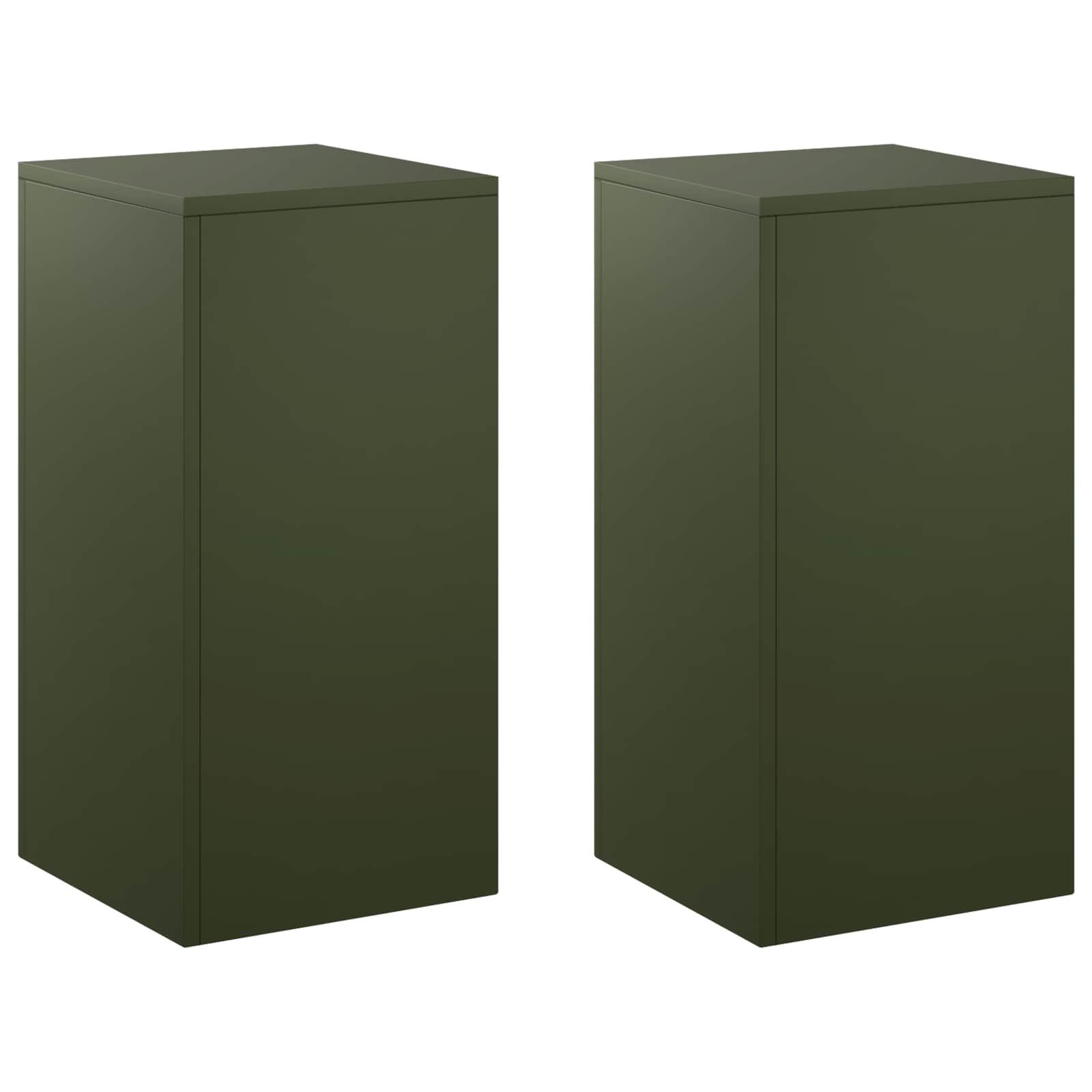 vidaXL Blumenständer Pflanzenständer 2 pcs Olivgrün 30 x 30 x 60 cm Stahl (2 St)