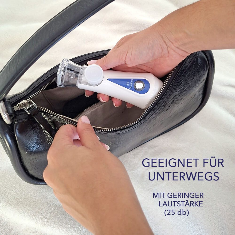 IEA Medical Inhalationsgerät Inhalator Komplettset mit Zubehör & 0,9 % NaCl Lösung, 5-tlg., Komplettset mit Inhalator, Zubehör und 0,9 % NaCl Kochsalzlösung