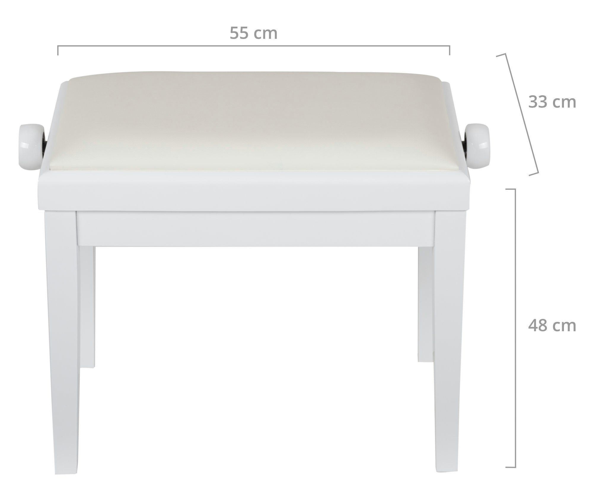 Cantabile Pianobank weiß Sitzfläche: (Hochwertiger Weiß cm von Höhenverstellbar - 48 | Klavierhocker, 2-fache A 30,5 58 abnehmbare Kreuz-Mechanik Modell Hochglanz Classic x cm), 1-St., 53 - Klavierbank