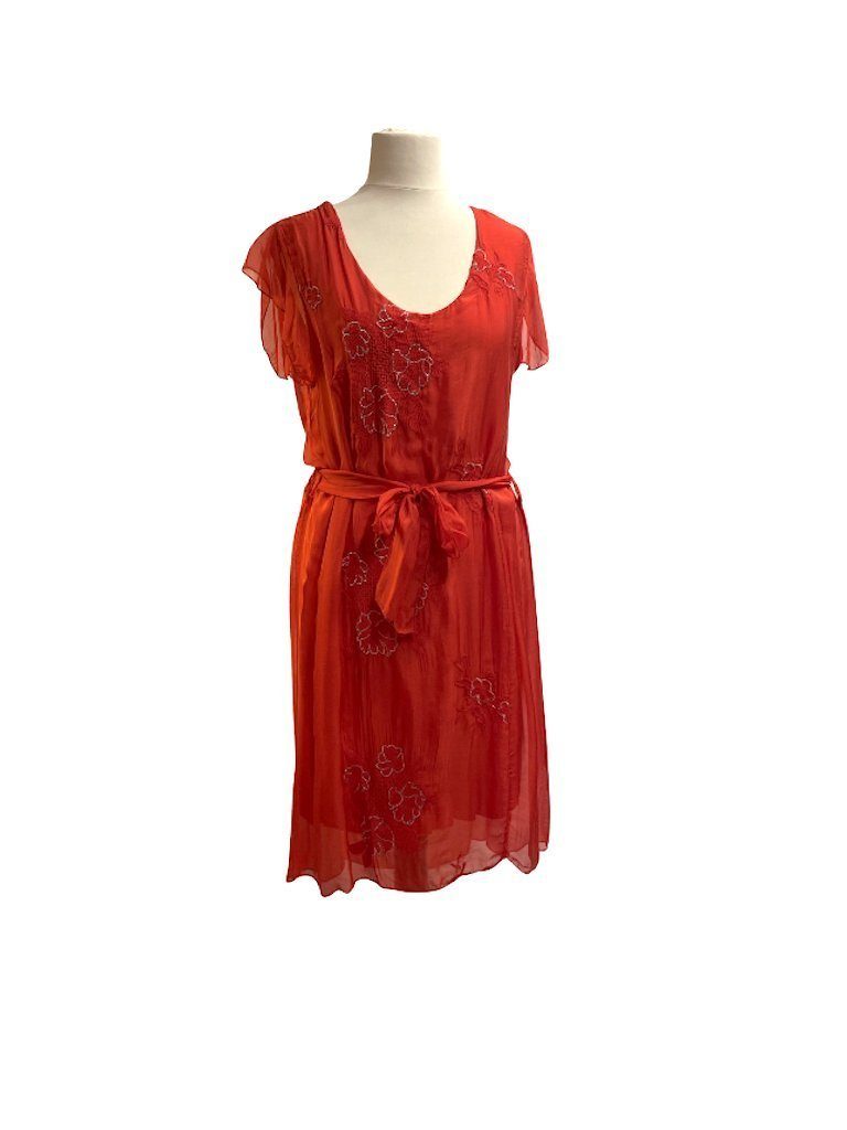 BZNA Seidenkleid mit Muster Herbst Rot Sommerkleid Kleid Sommer