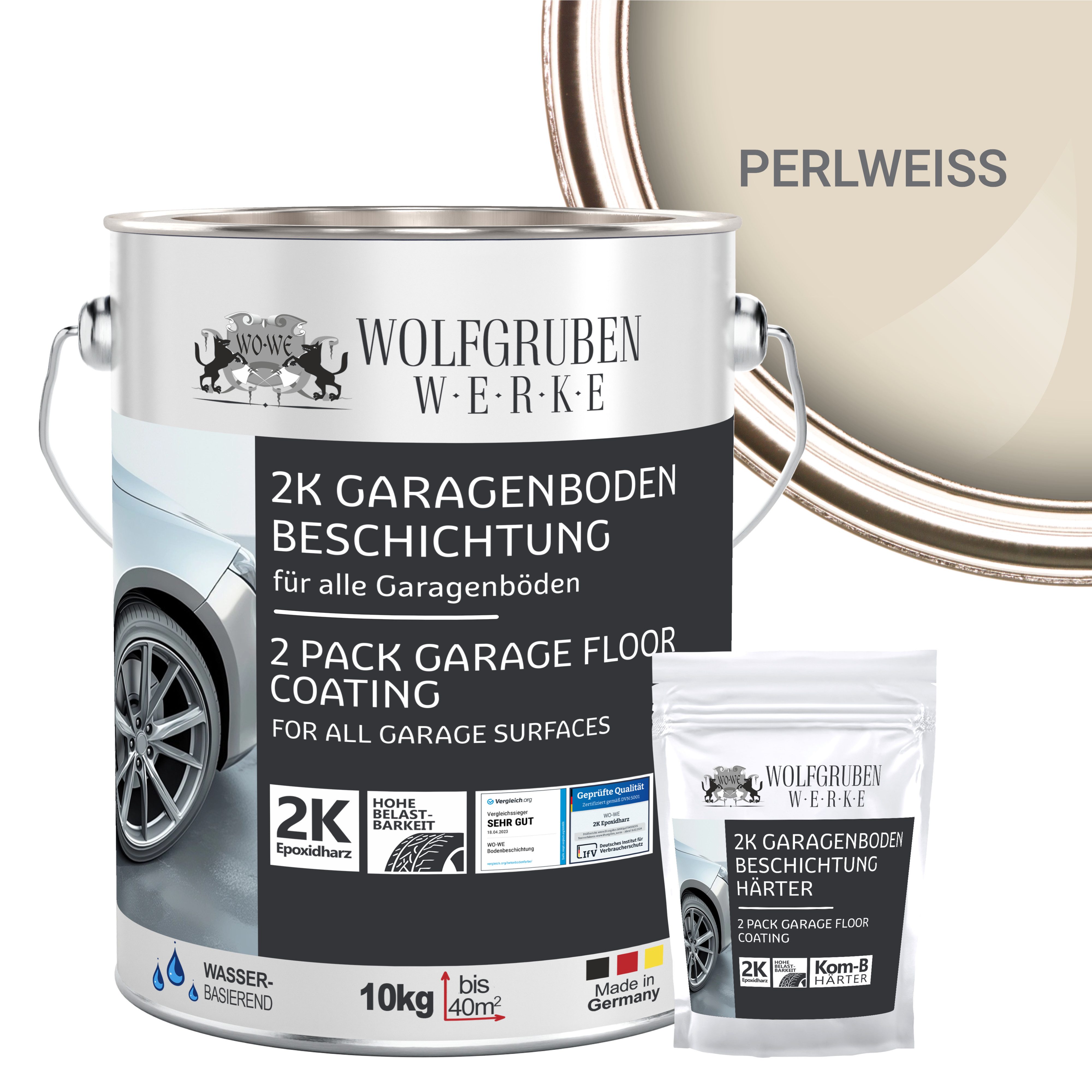 WO-WE Bodenversiegelung 2K Garagenbodenbeschichtung W707, Betonfarbe, Garagenfarbe, Bodenbeschichtung
