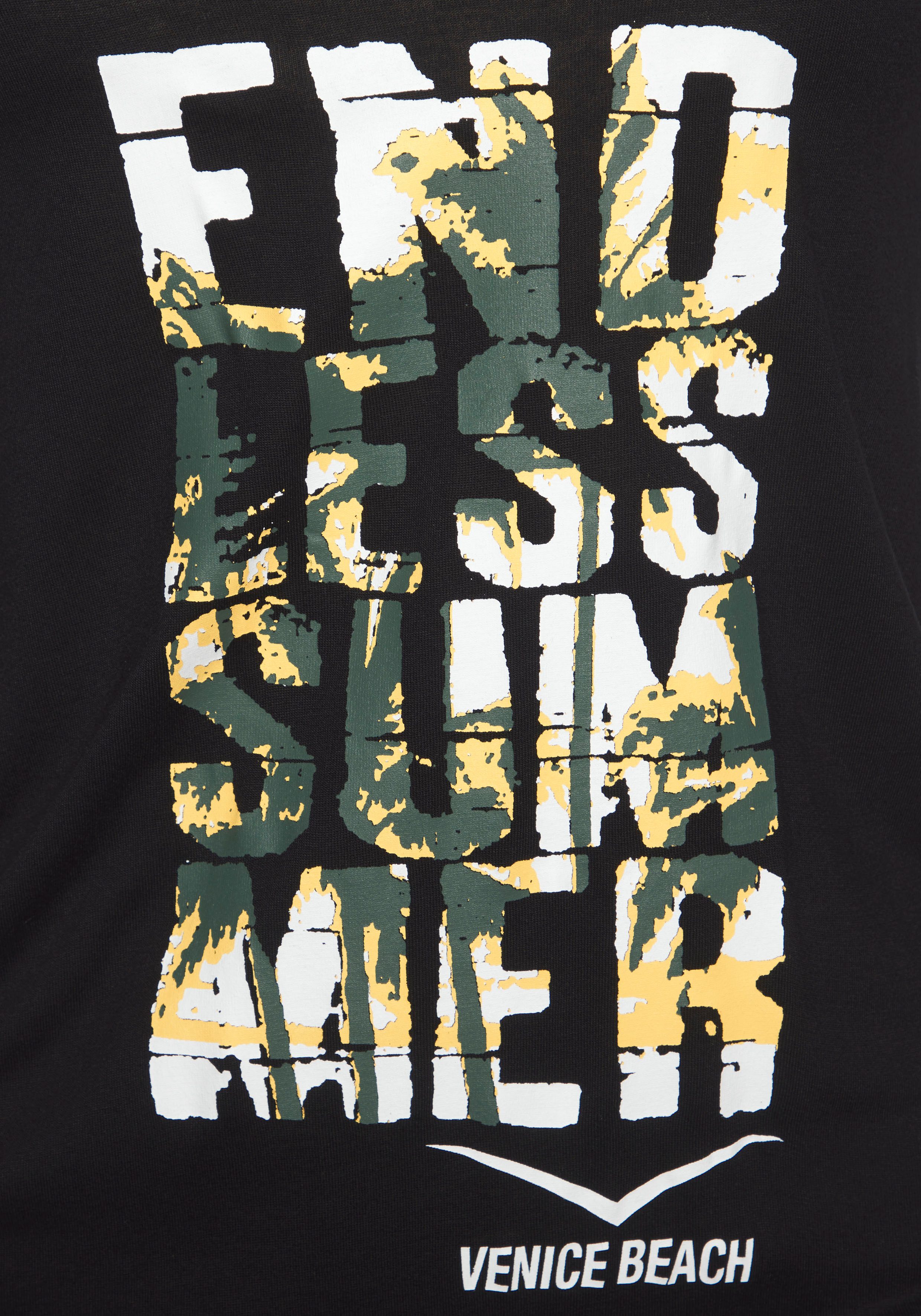 Venice Beach Strandkleid mit Frontprint, lockeres Longshirt aus Jersey, Sommerkleid