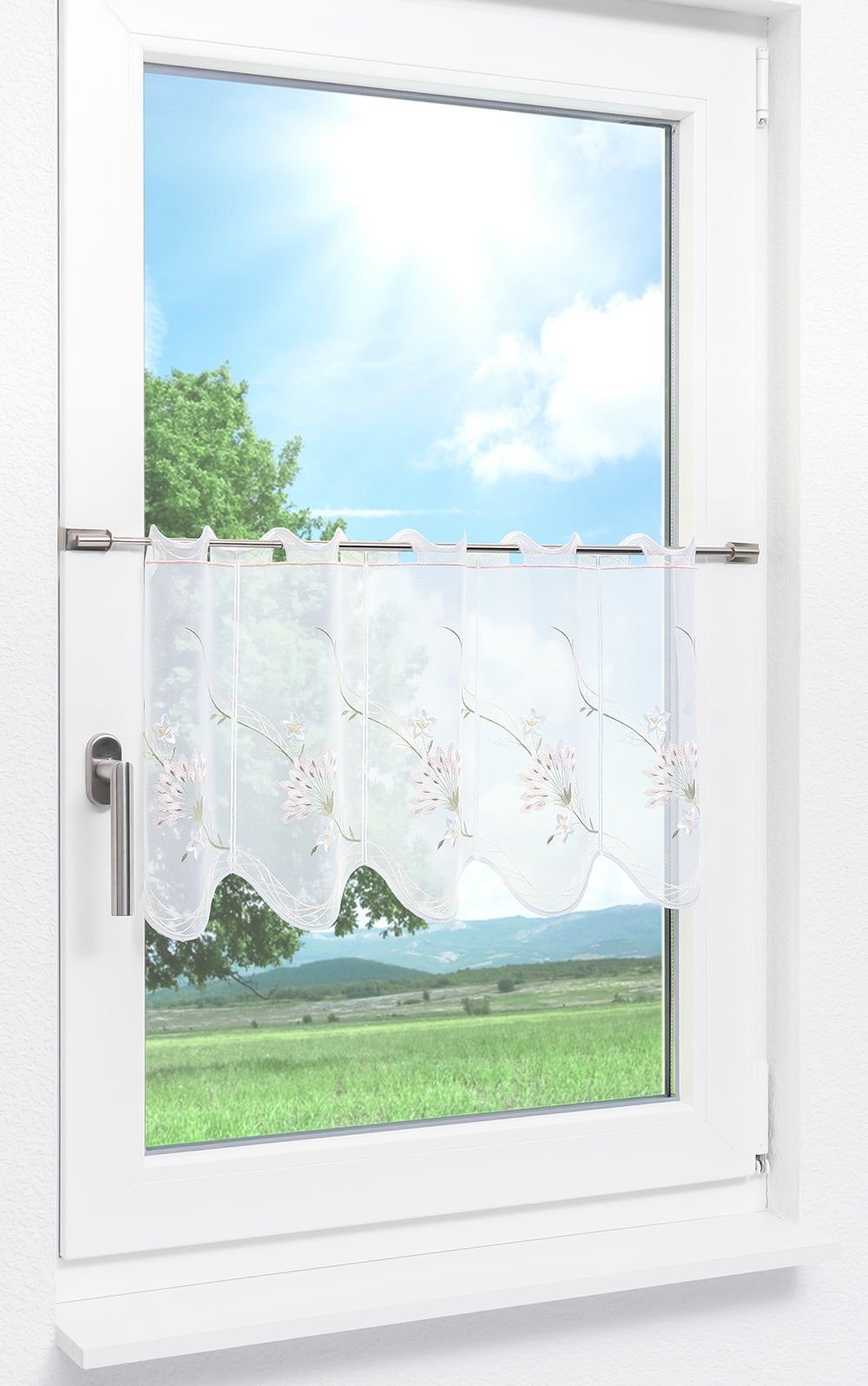 Plauener Spitze® Scheibengardine Blütenreich, (1 St), günstig online kaufen