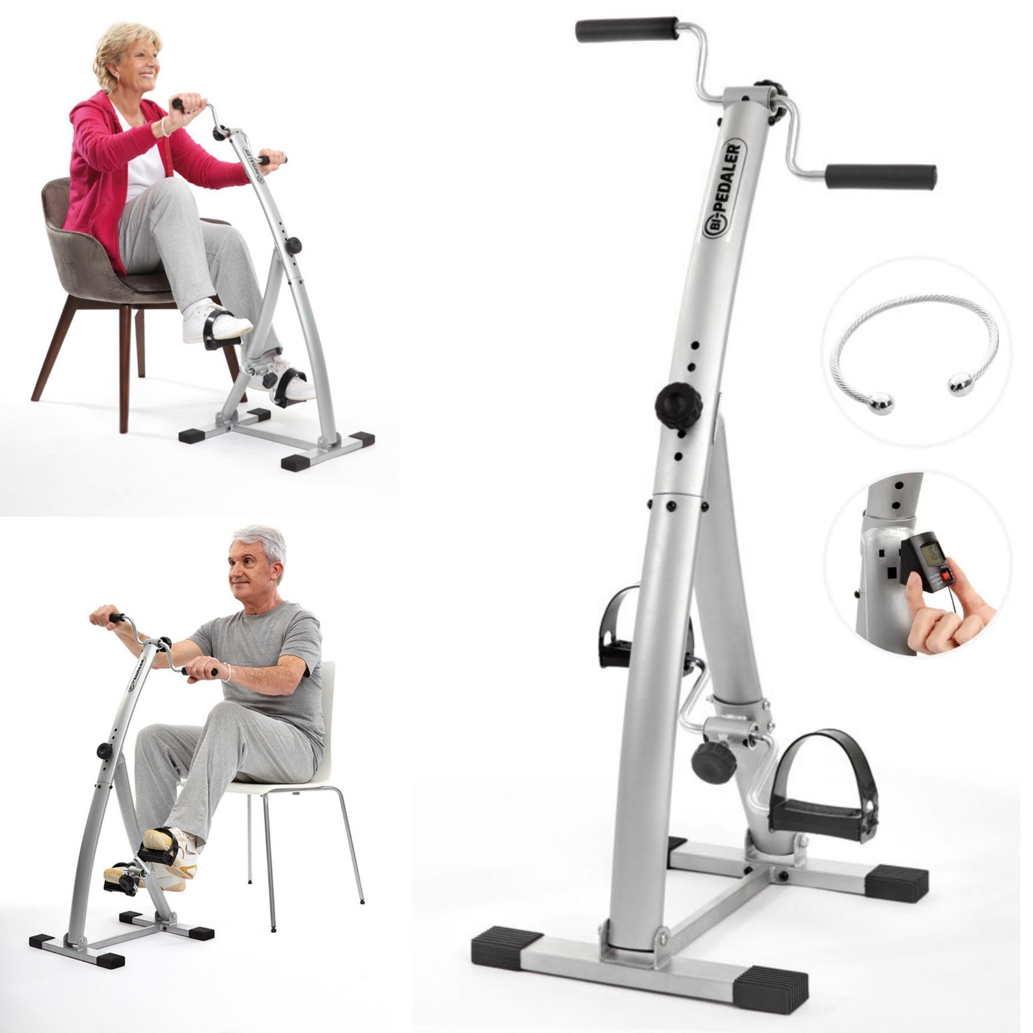 Gymform® Heimtrainer Bi Pedaler (mit oder ohne Computer, mit Magnetarmband), Bewegungstrainer für Senioren, Arme und Beine, Sport im sitzen