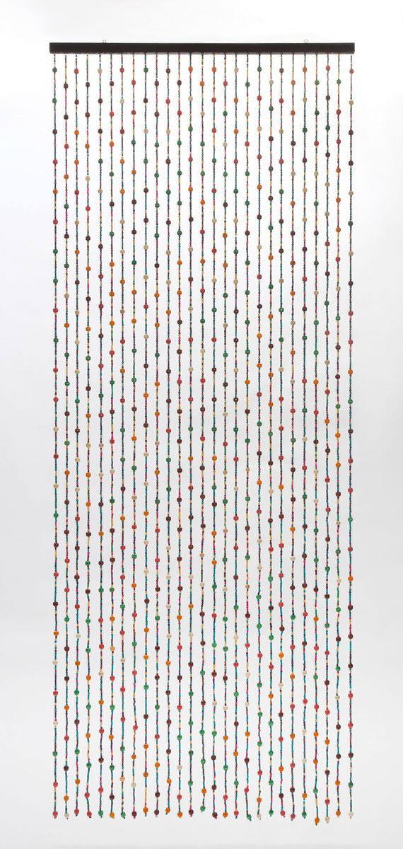 CONACORD Türvorhang Decona Colorful XL Dekovorhang bunt, Ösen, halbtransparent, 90 x 230 cm, Holz - hohe Strangdichte