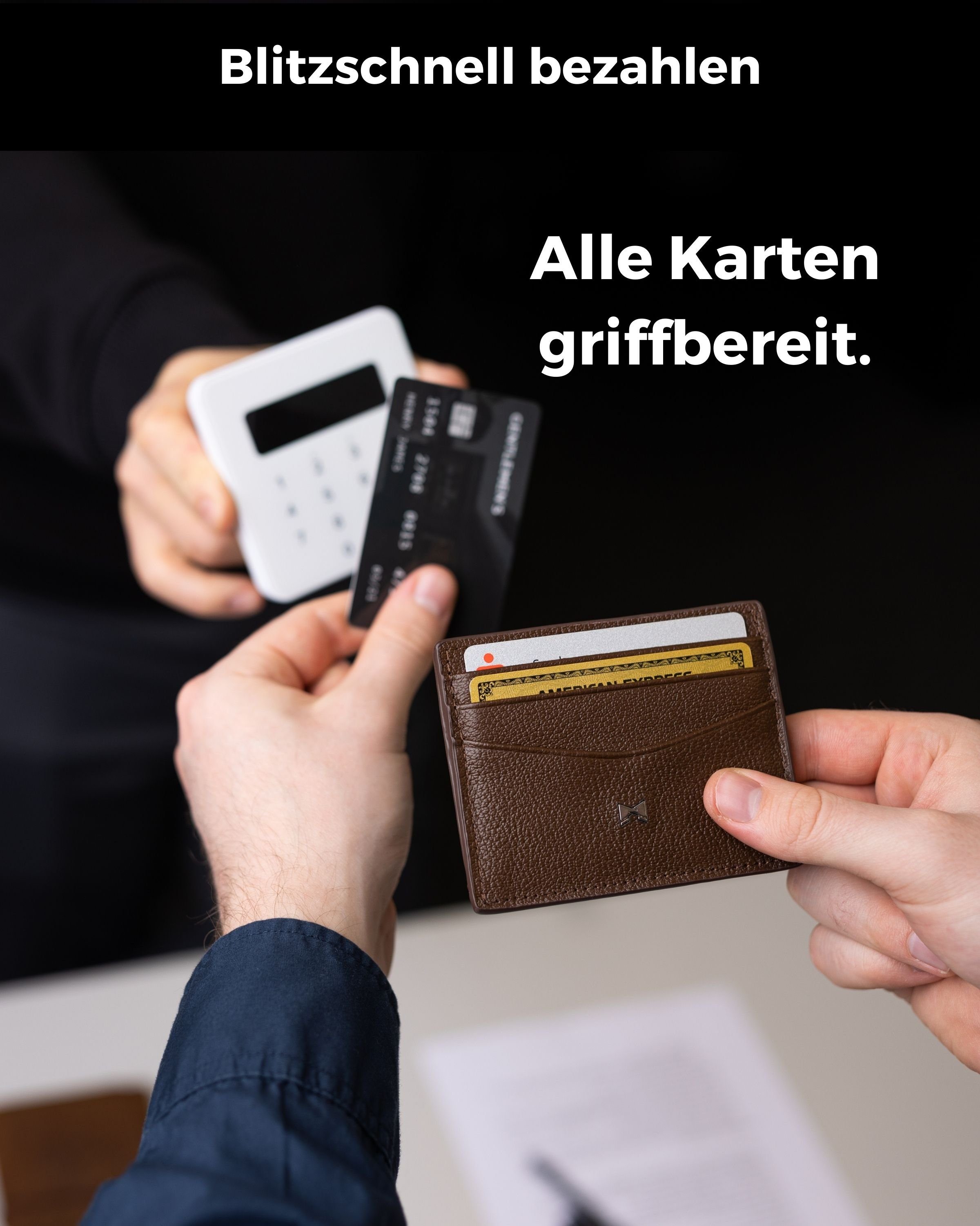 Gentlemen's Kartenetui - Kreditkartenetui mit Münzfach & RFID Schutz - Slim Wallet Herren, Slim Wallet Herren mit Scheinfach und AirTag-Fach – Bild 4 von 5