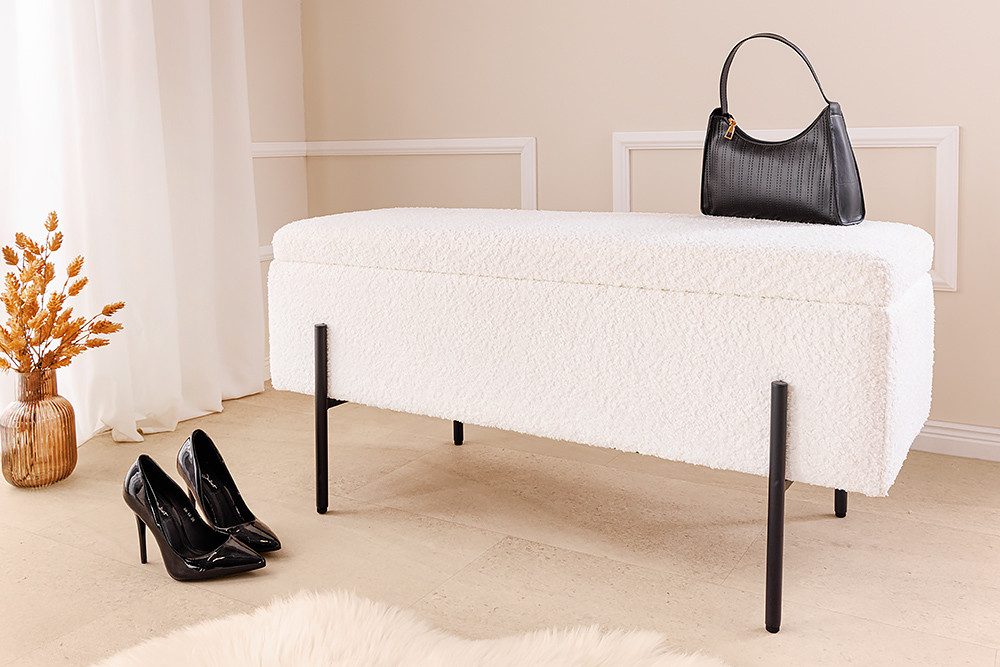 riess-ambiente Truhenbank LOFT 100cm weiß · gepolsterte Sitzbank aus Bouclé günstig online kaufen