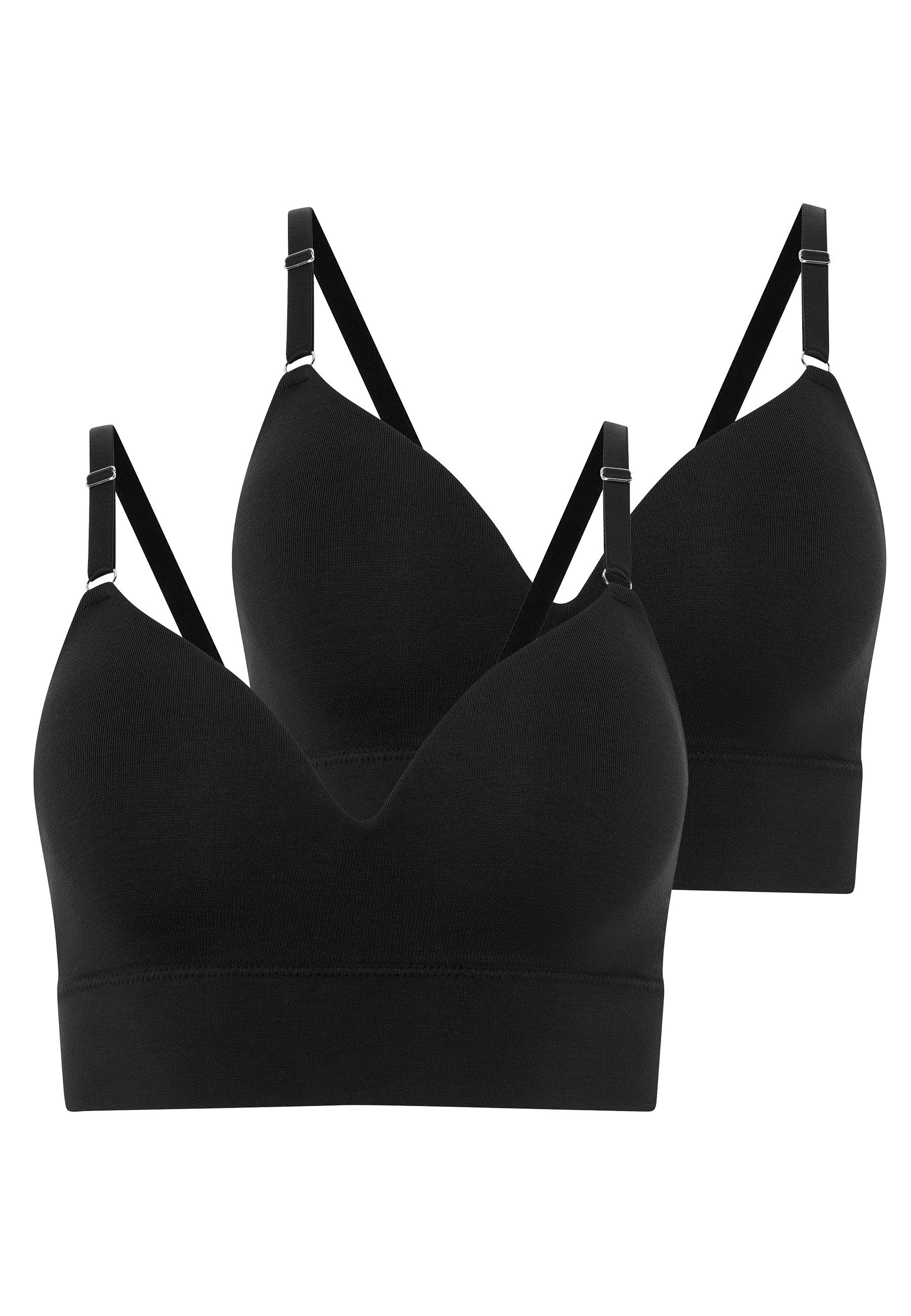 Jockey Bralette Seamfree Comfort (2er Pack) tiefer V-Ausschnitt, schmale Träger, ohne Seitennähte