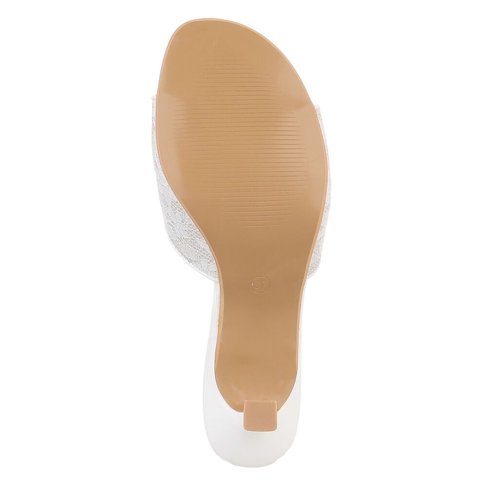 Ital-Design Elegante Slingbacks mit Applikationen für Damen Pantolette (89930042) Pfennig-/Stilettoabsatz Sandalen & Sandaletten in Weiß