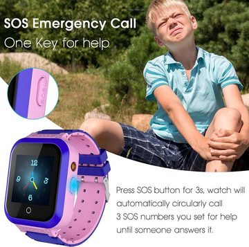 OKYUK 180° voller Betrachtungswinkel Smartwatch (1,44 Zoll, 4G), Zwei-Wege-Sprechen, Tracker-Kinderuhr als Geschenk verwendbar geeignet