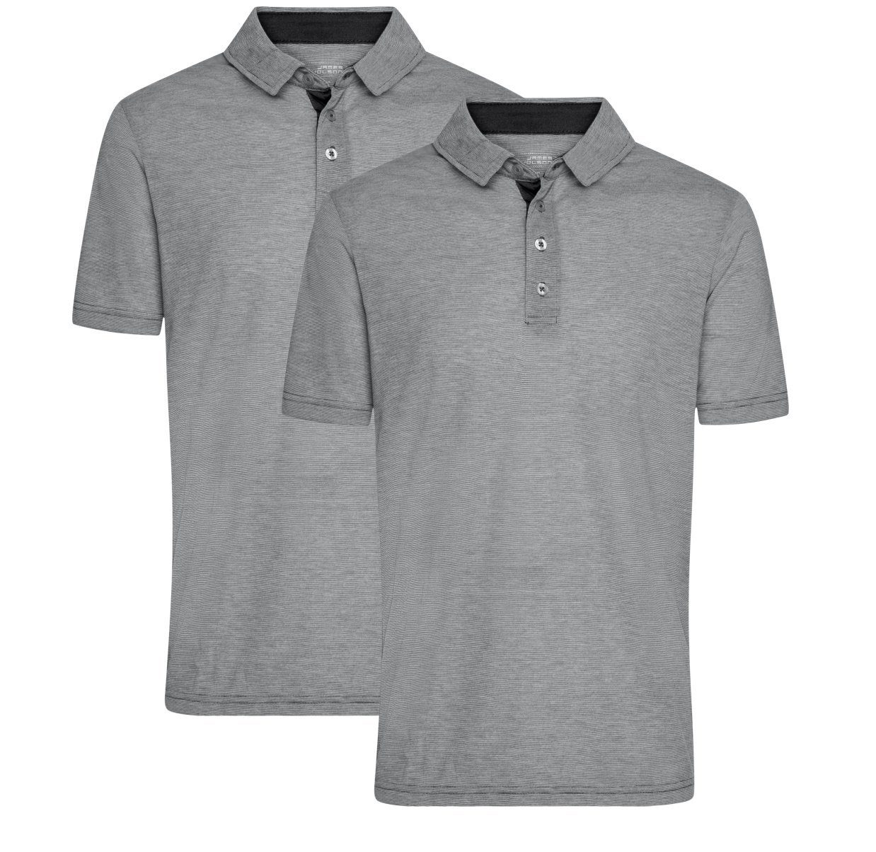 James & Nicholson Poloshirt Herren Funktionspolo im Doppelpack Single Jersey Qualität JN754 (Doppelpack, 2er-Pack) Atmungsaktiv und Feuchtigkeitsregulierend carbon/white