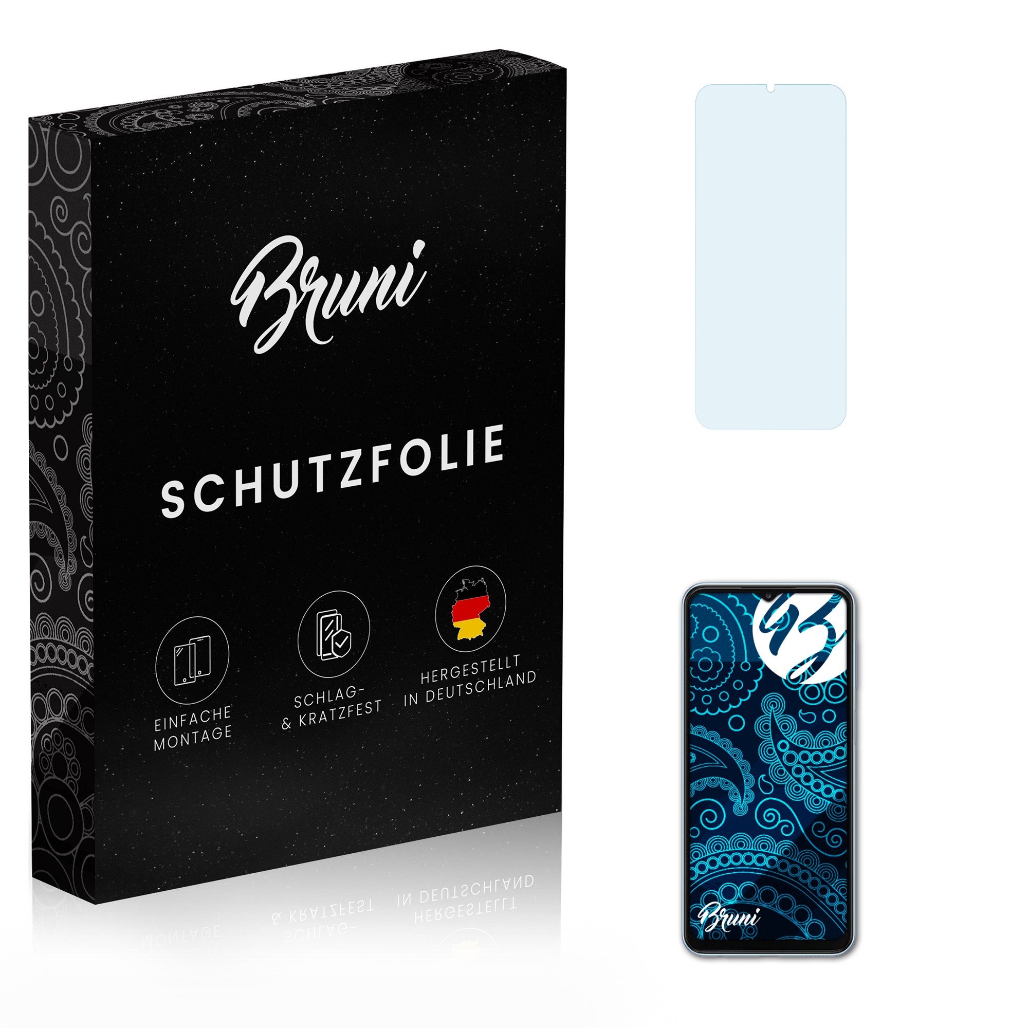 Bruni Schutzfolie Glasklare Displayschutzfolie für Galaxy A23, (2 Folien), praktisch unsichtbar