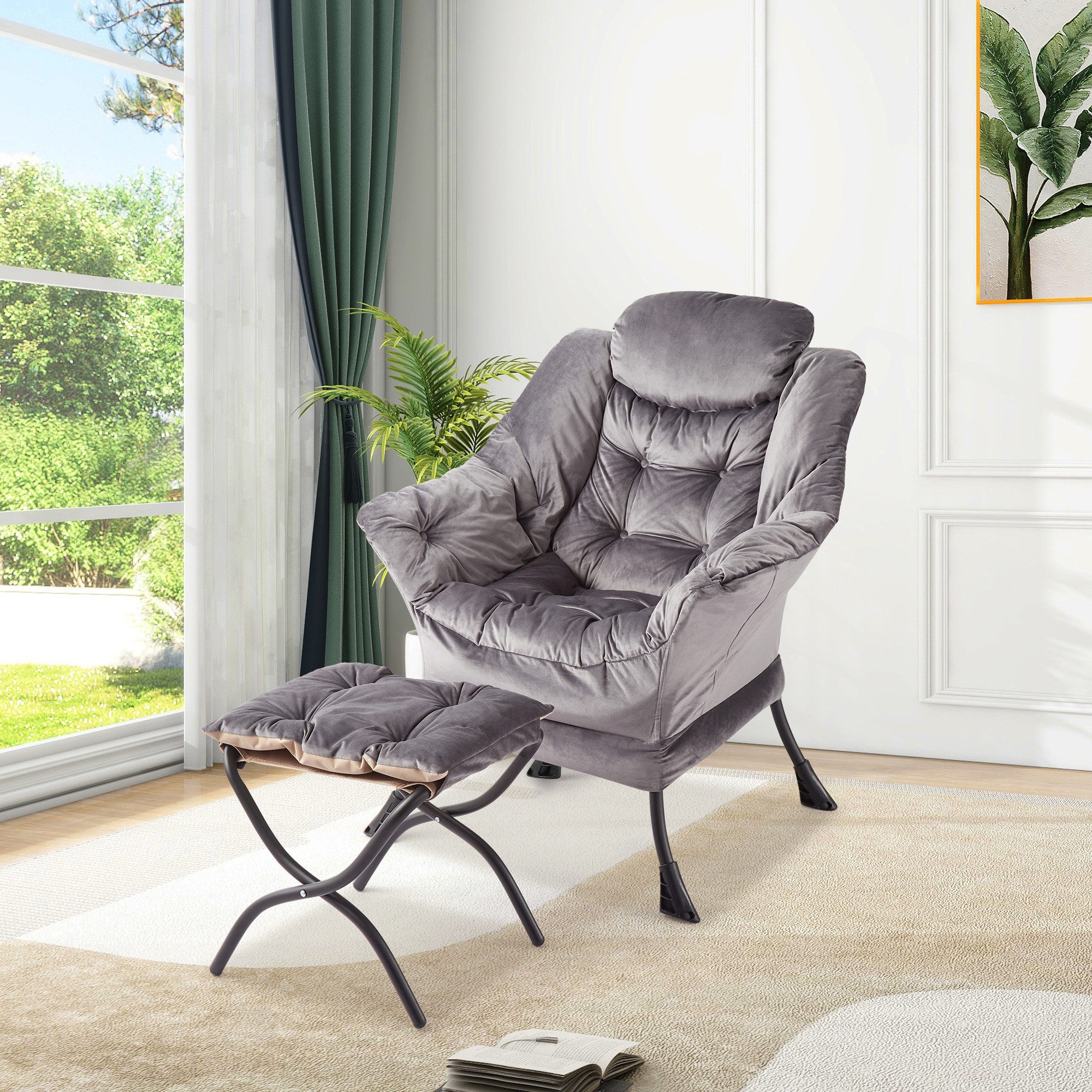 GarveeMore Ohrensessel Relaxsessel mit Hocker Ohrensessel Polstersessel Fau günstig online kaufen