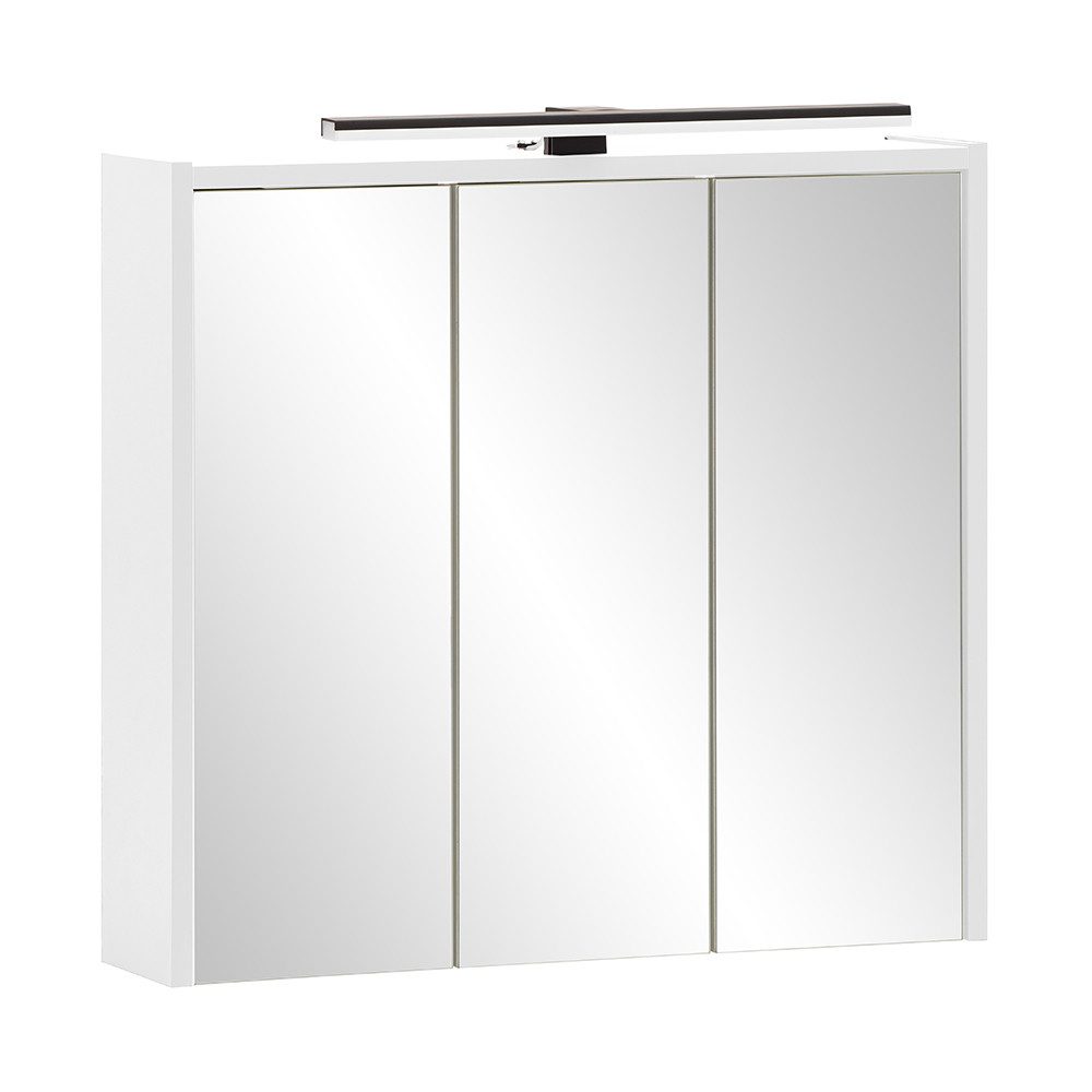 Lomadox Spiegelschrank KANE-80 anthrazit mit LED Aufbauleuchte 3 Türen 65x62,7x16 cm