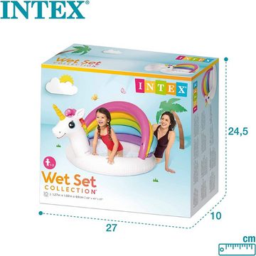 Intex Planschbecken Unicorn Babypool in süßem Einhorndesign, ‎Tragbar, Leichtgewichtig, Aufblasbar, Zusammenklappbar