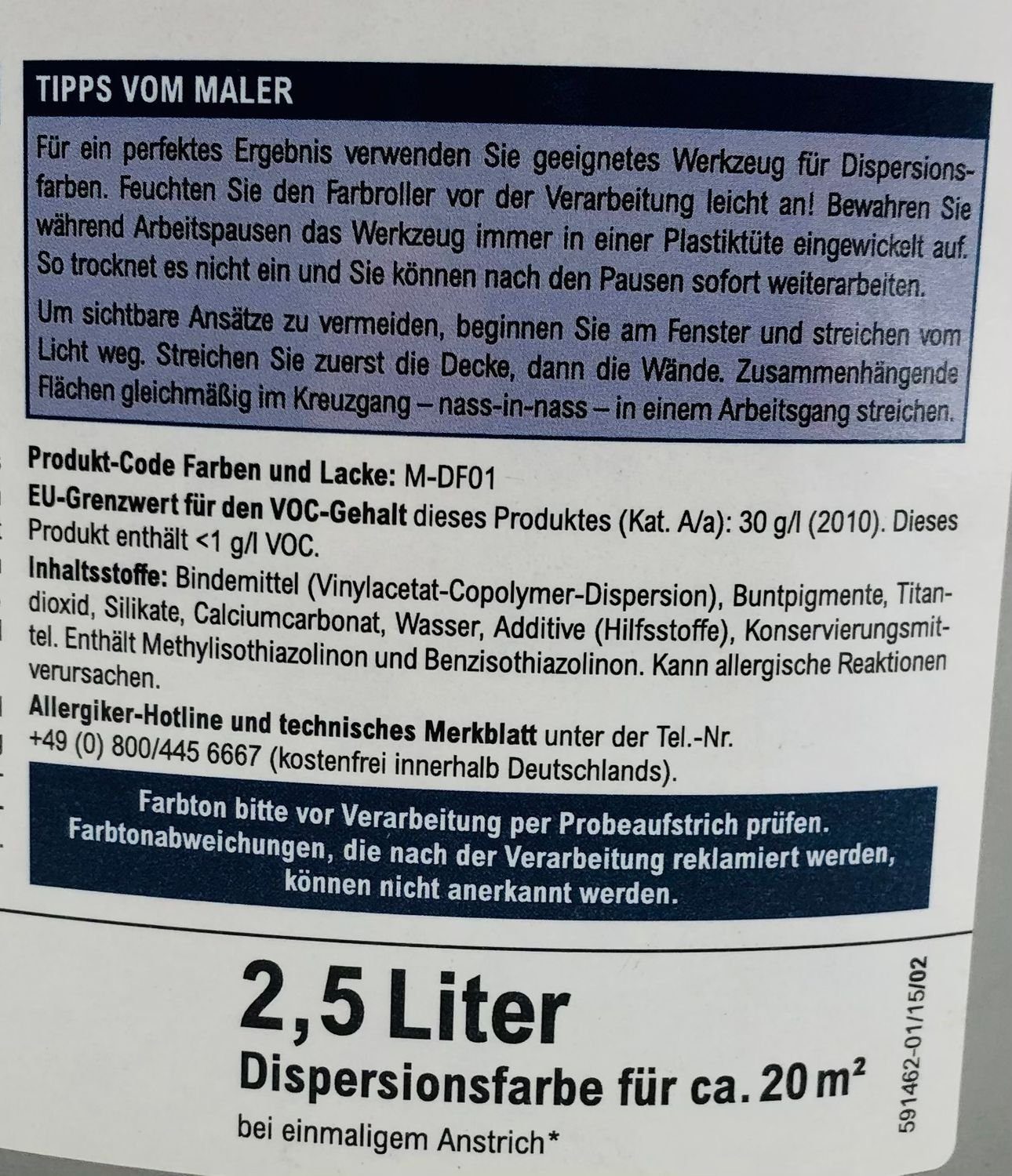 OPUS1 Vollton- und Abtönfarbe 2,5 l Opus1 Atelier Color Matt Innenfarbe Weiß Wandanstrich Deckenbesc
