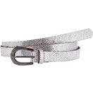 LASCANA Hüftgürtel Ledergürtel, schmaler Gürtel, Anzuggürtel aus Leder in Metallic-Snake-Optik für Hosen, Jeans & Kleider