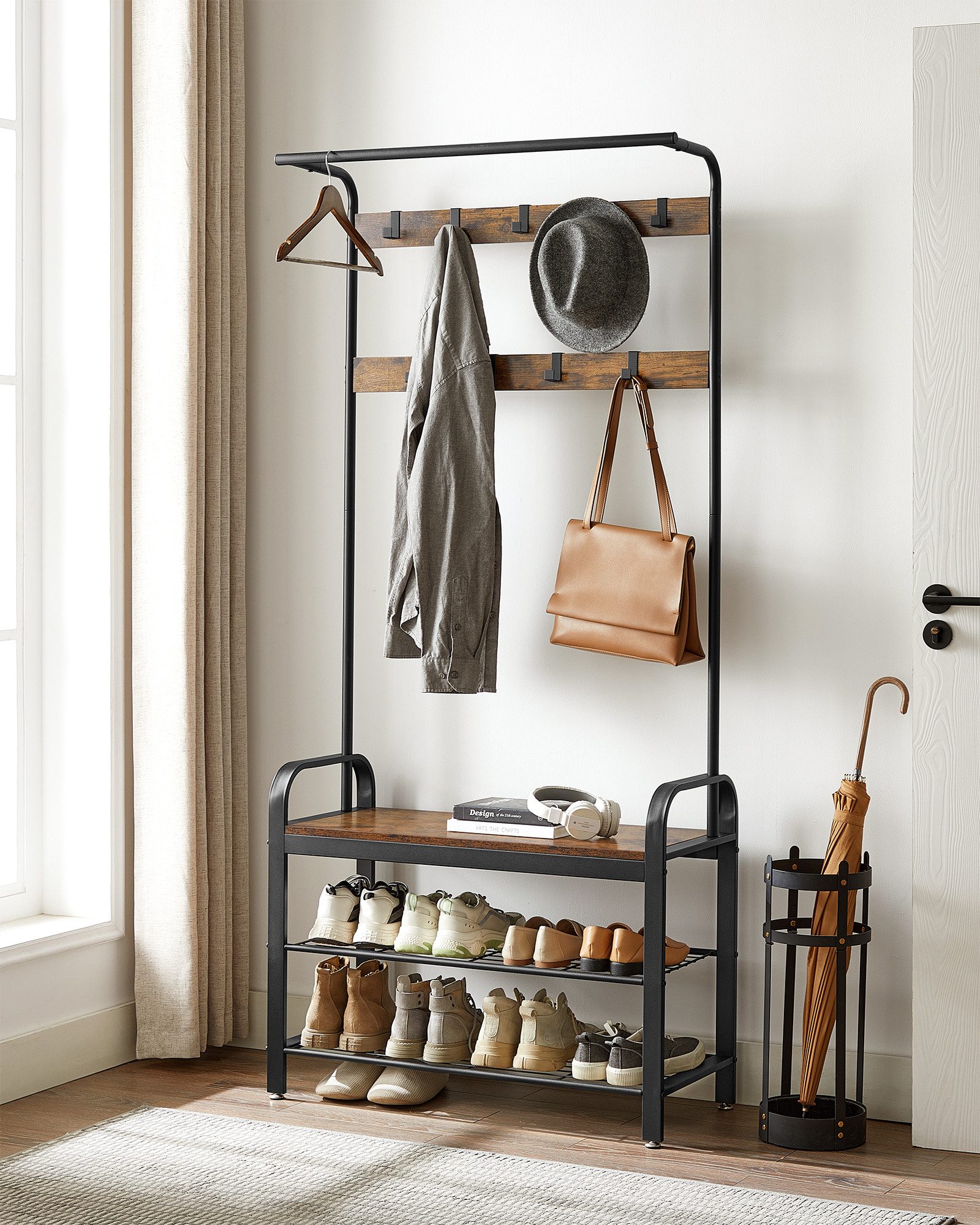 VASAGLE Garderobenständer Garderobe, mit Sitzfläche, 2 günstig online kaufen