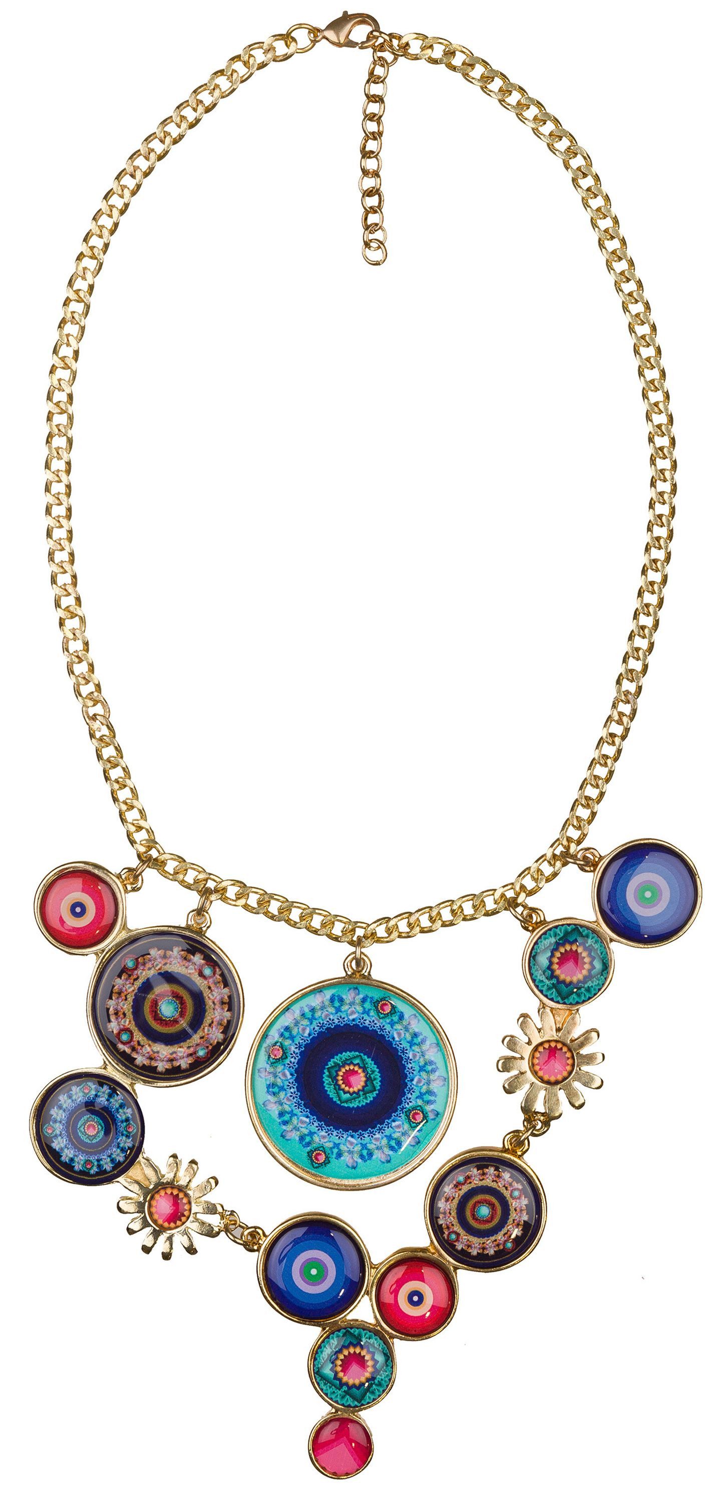 Desigual Collier Galactic, Ohrstecker lang Boho-Touch antik vergoldet