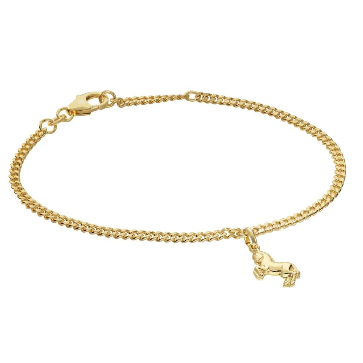 trendor Silberarmband 21584, Mädchen mit Pferd 925 Silber Vergoldet Panzerband