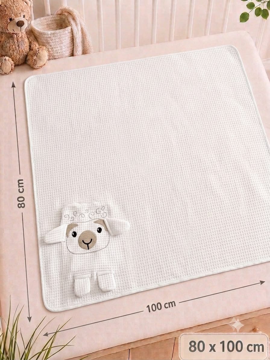 Babydecke Beige 80x100 cm aus Baumwolle – Creme, Waffeloptik, Kuscheldecke, soma, Wendedecke mit Waffeloptik Waffeldecke