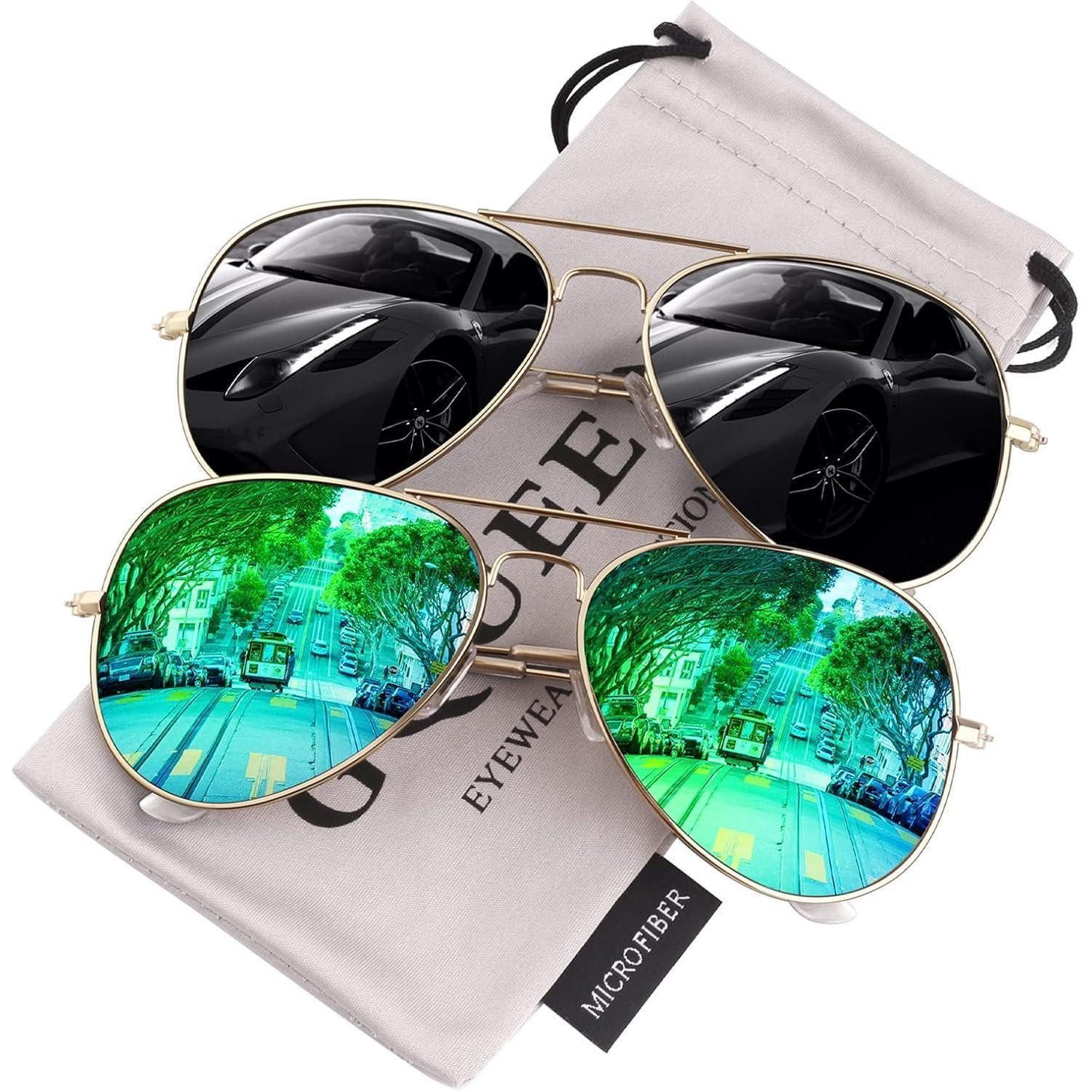 LuxusKollektion Pilotenbrille Pilotenbrille Herren Damen 62mm Gold Grau & Gold Grün 62 Millimeter (1-St)