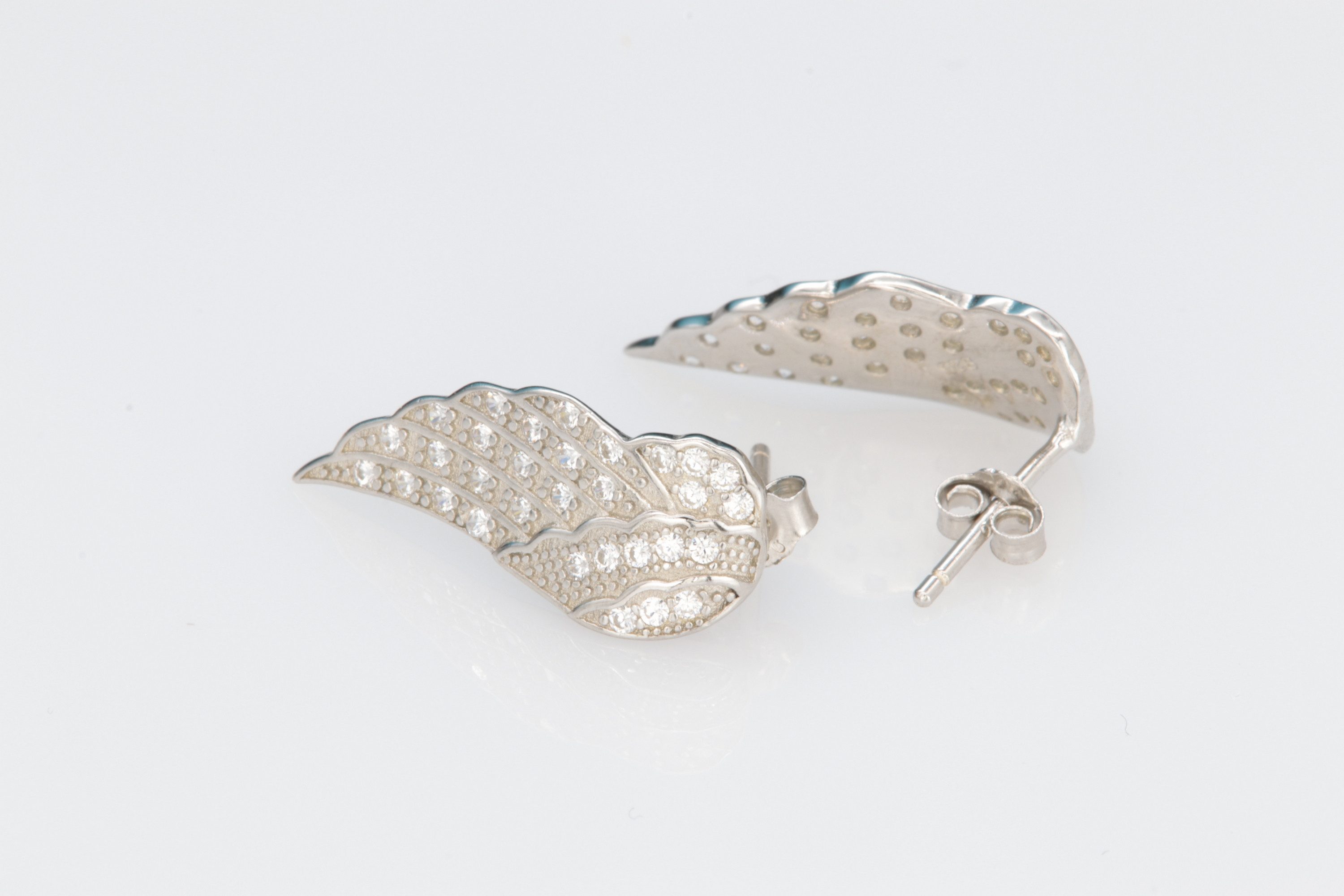 SCHEPPE SCHMUCK Ohrstecker-Set Engelsrufer - Flügel - 925 Sterling Silber - 62 Cubic Zirkonia Steine (2-tlg) – Bild 5 von 5