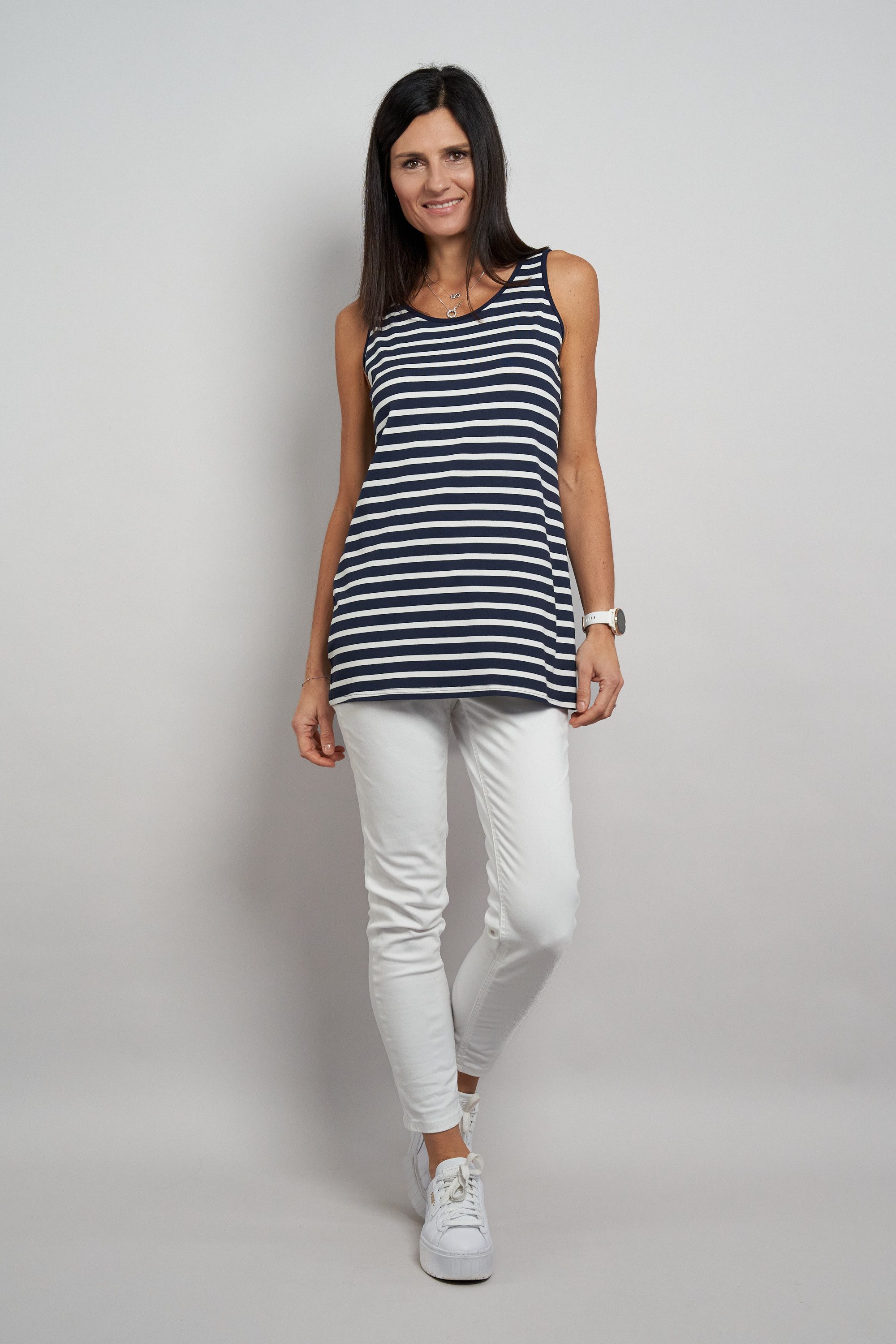 Seidel Moden Longtop Otto exclusiv im Streifen-Look und aus Viskose-Stretch - MADE IN GERMANY