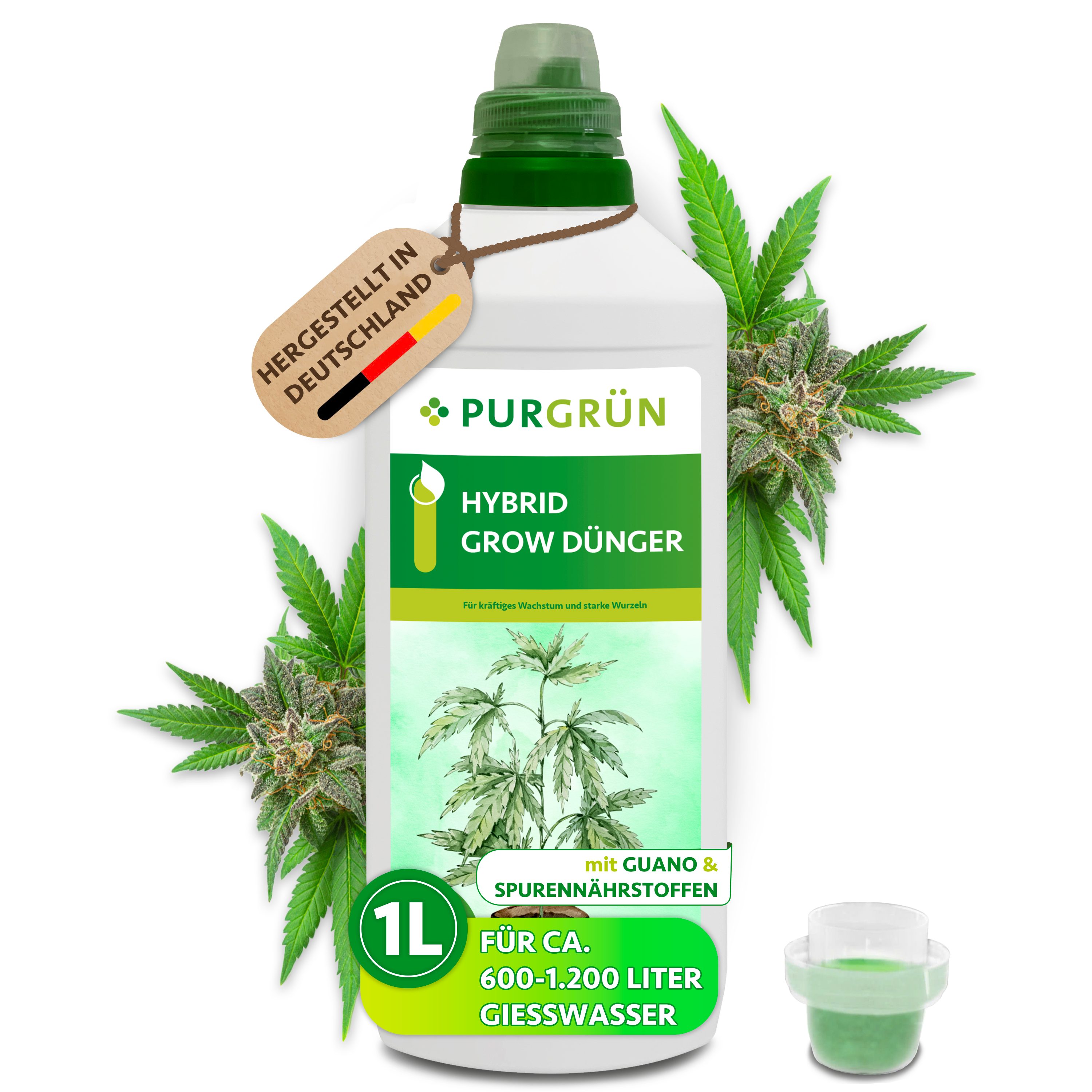 Purgrün Pflanzendünger Hybrid Grow Dünger, NPK 7+5+6, Indoor & Outdoor, 1L, Flüssigdünger, 1-St., 1 Liter