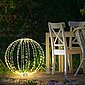 etc-shop Gartenleuchte, LED Dekorartikel Beleuchtung Metall Kugel Silber Holz Adapter Zuleitung 3 m, Bild 1
