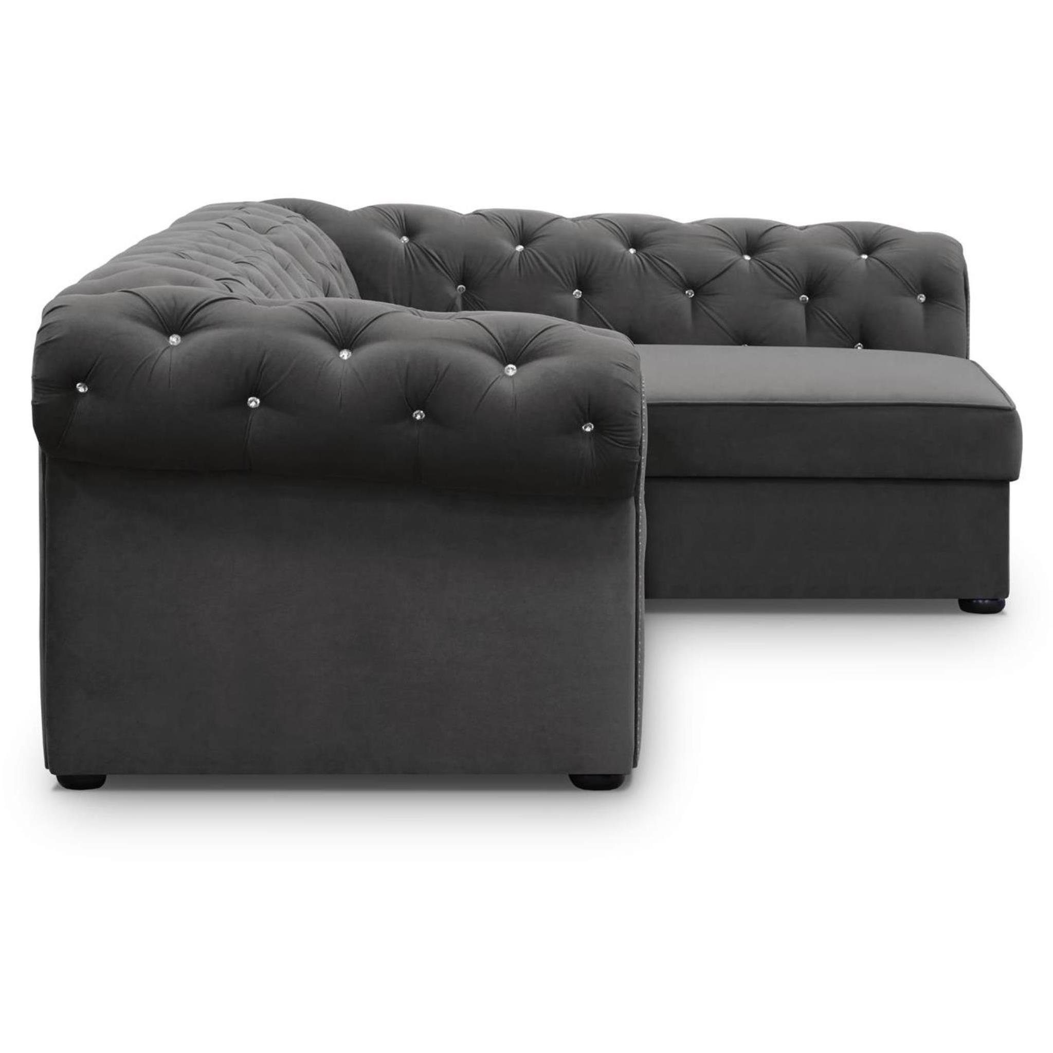 Polsterecke rechts mit L-Form (kronos Bettkästen 2x Beautysofa Relaxfunktion, aus Puderrosa Velour, Ecksofa oder 27) mit mane links Chester, montierbar,