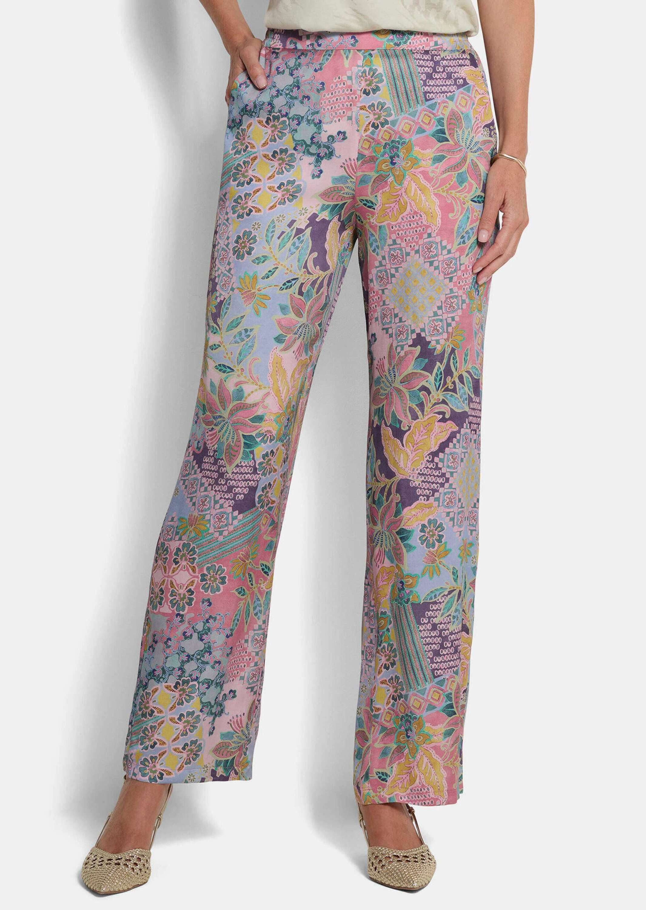 GOLDNER Stoffhose Kurzgröße: Luftige Sommerhose mit Patch-Muster Schlupfhos günstig online kaufen