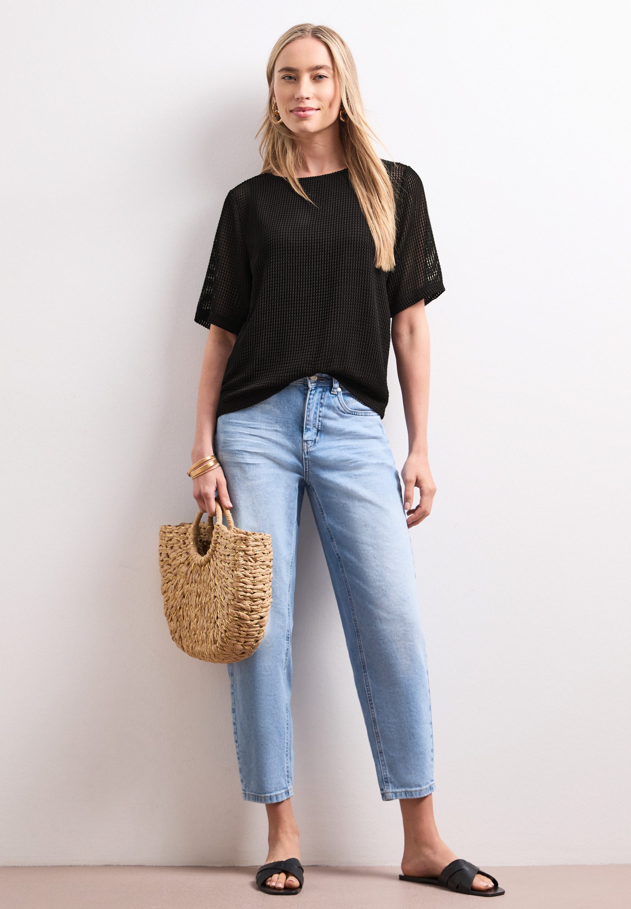 STREET ONE 2-in-1-Shirt Sommershirt aus Mesh mit U-Boot-Ausschnitt – Bild 4 von 5