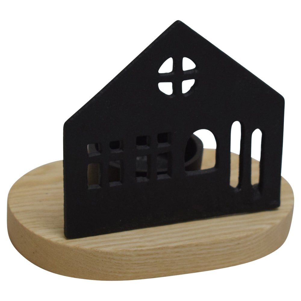 Kerzenhalter Teelichthalter Haus Deko Wohnzimmer Metall Schwarz 10 cm